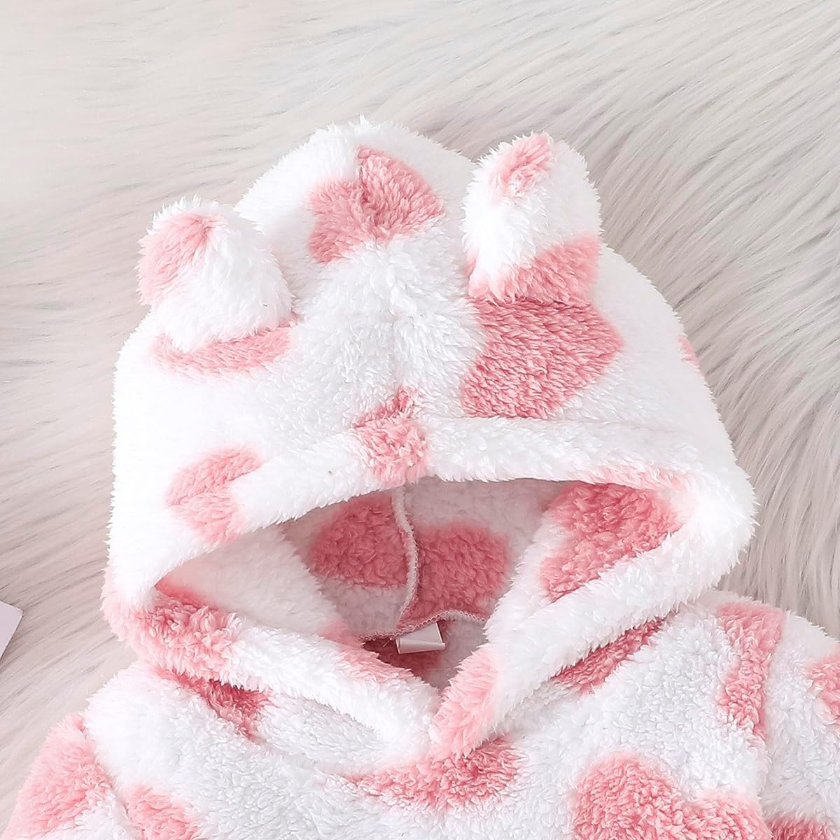 Adorable Heart Print Fleece Tracksuit Set for Toddler Girls