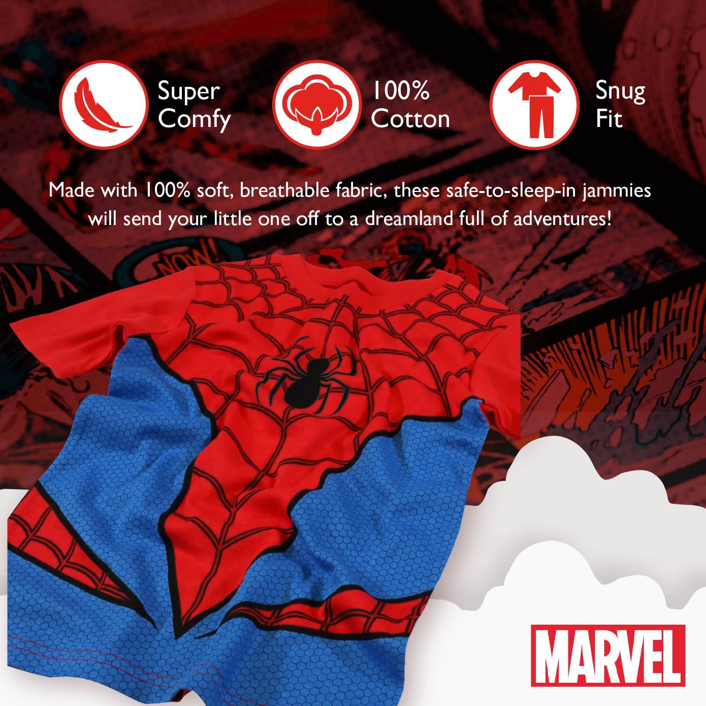 Marvel Spider-Man 2-Piece Pajama Set for Kids Soft Cute