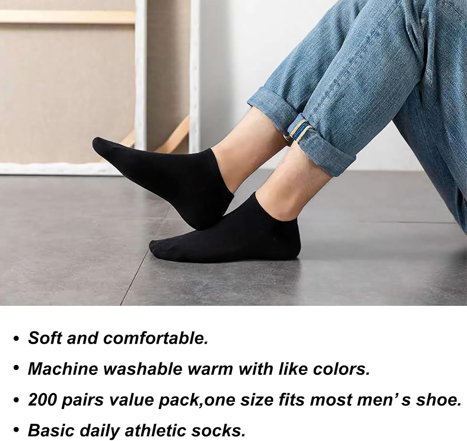 RICHBULL 200-Pair Ankle Socks