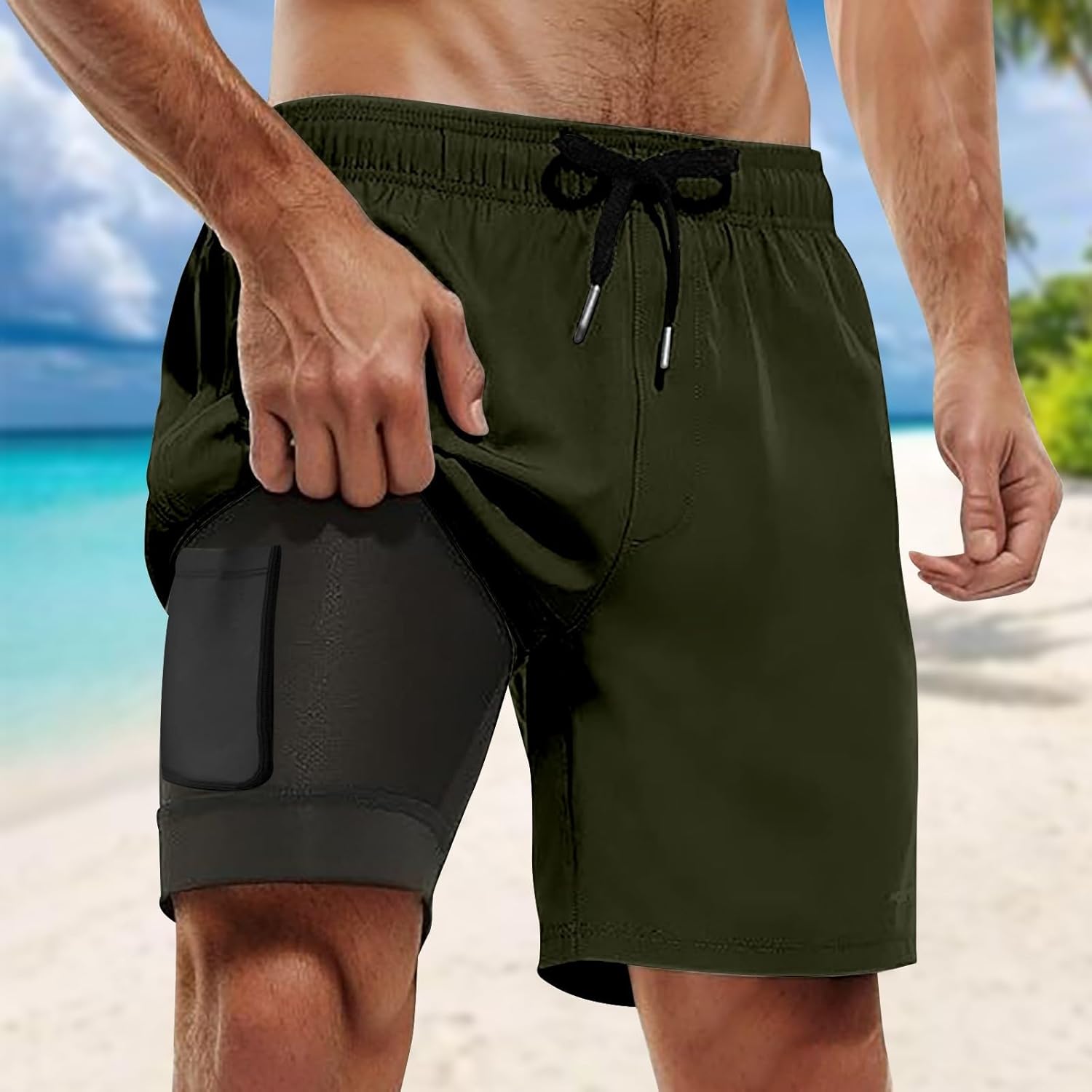 Quick-Dry Compression Swim Trunks for Men