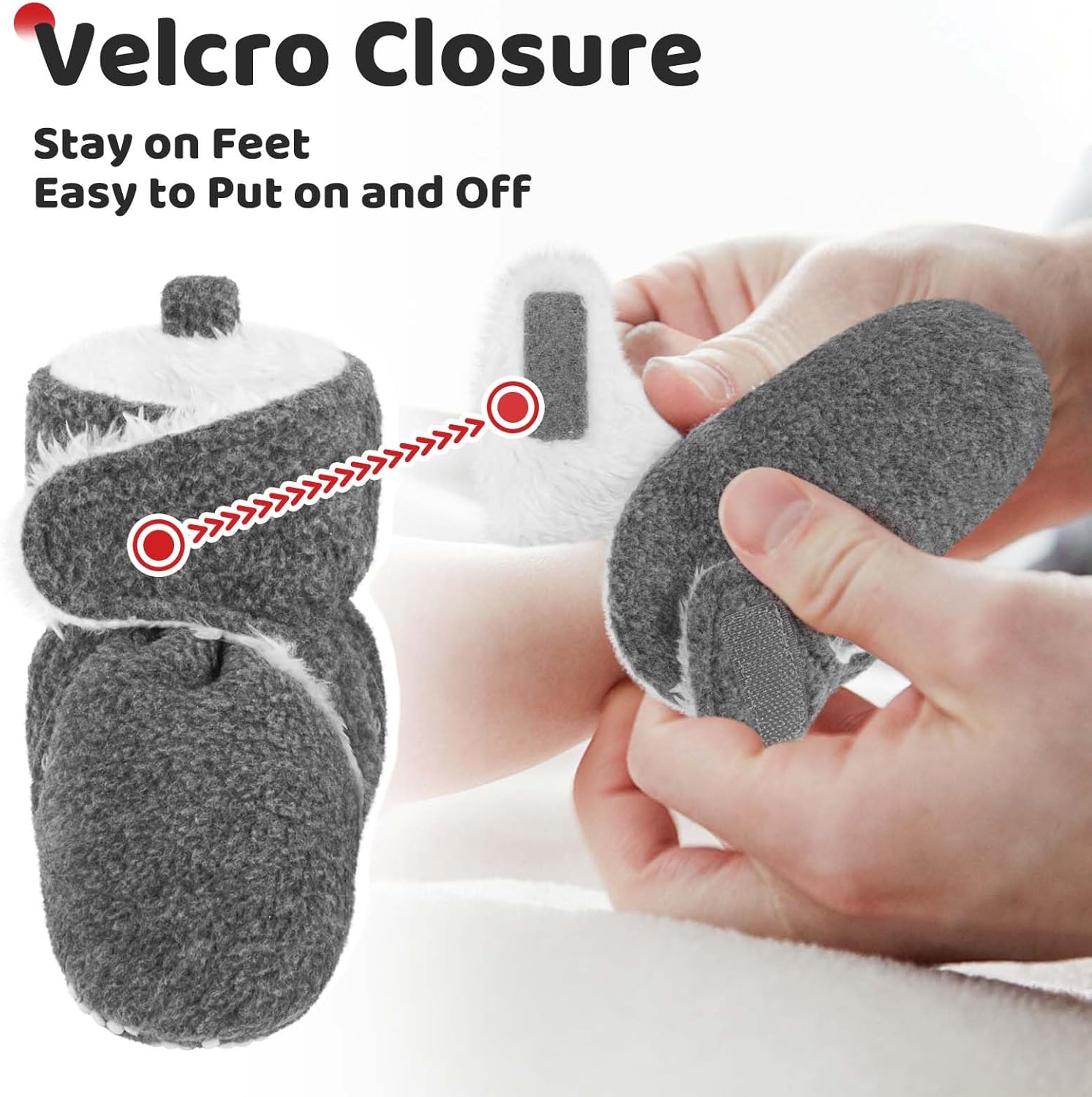 Pro Goleem Cozy Plush Fleece Denim Baby Booties 0-3 Months