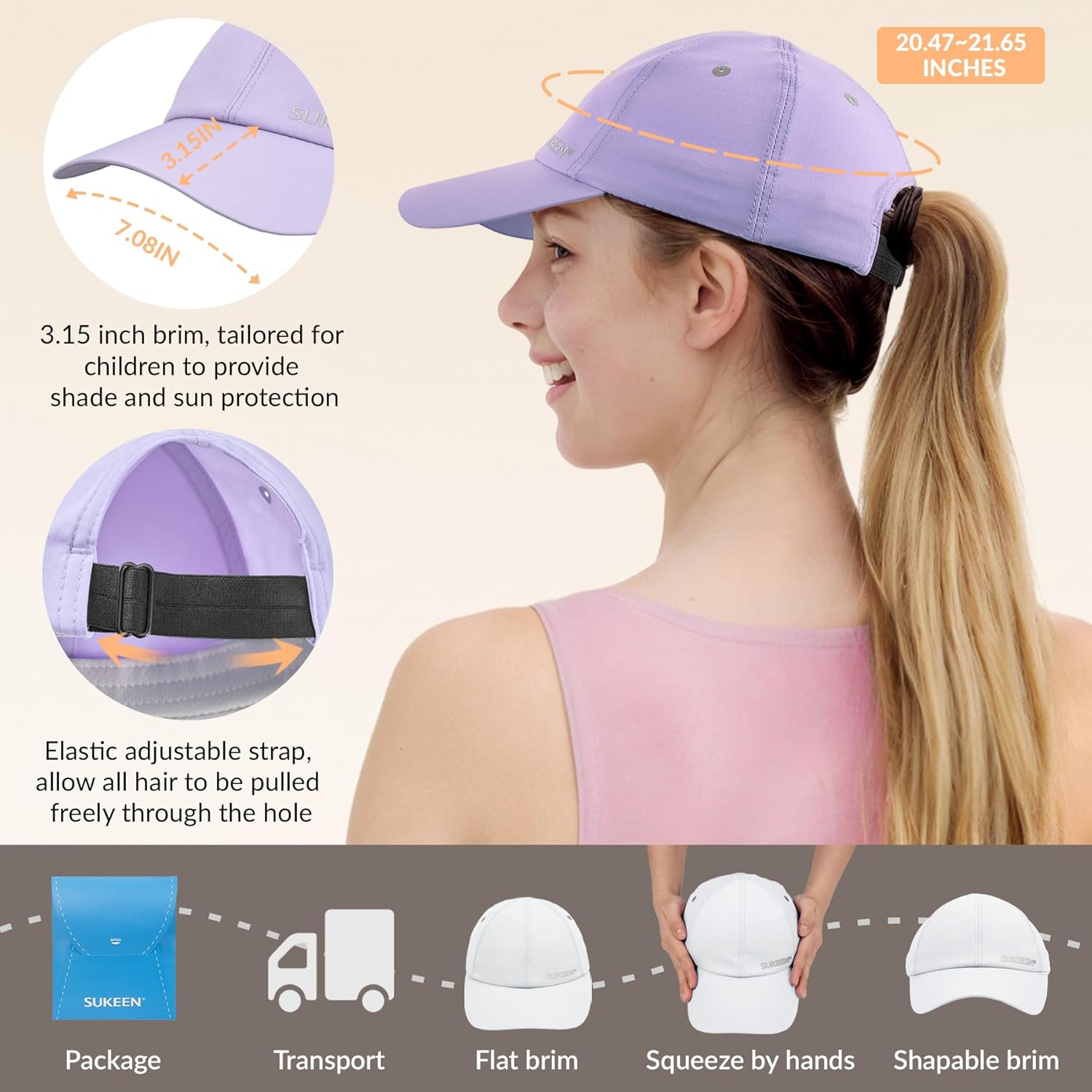 Sukeen Kids Sun Hat Lightweight Breathable UPF50 Protection for Baseball