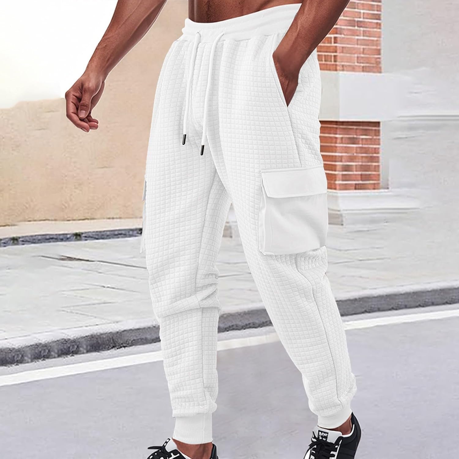Durable Waffle Weight sweatpants with drawstring Elastic waist for Men