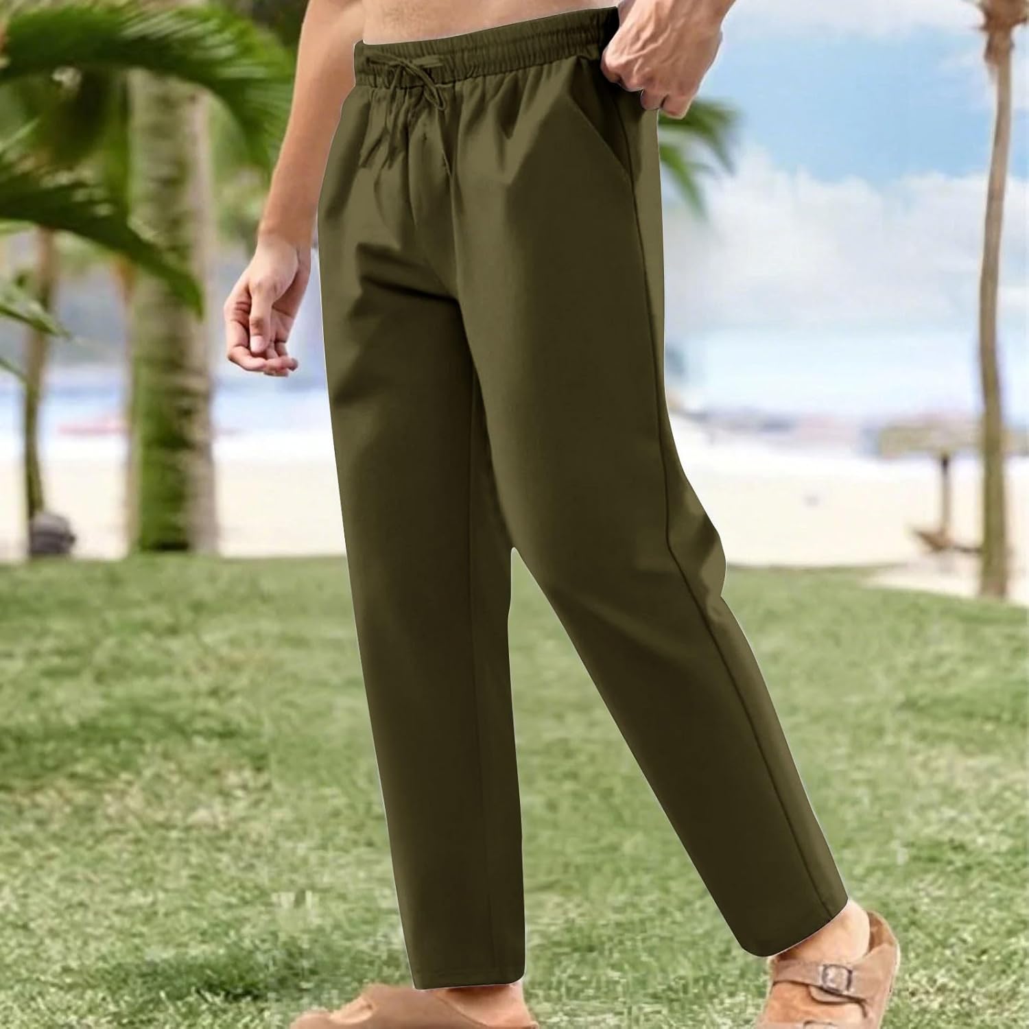 Product Name WENKOMG1 Mens Cotton Linen Pants