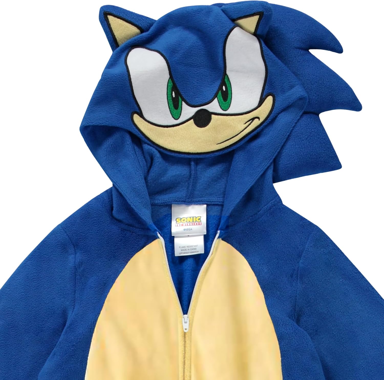 Sonic The Hedgehog Boys Kids Pajama Onesie - Long Sleeve Zip Up Hooded Sleep Robe