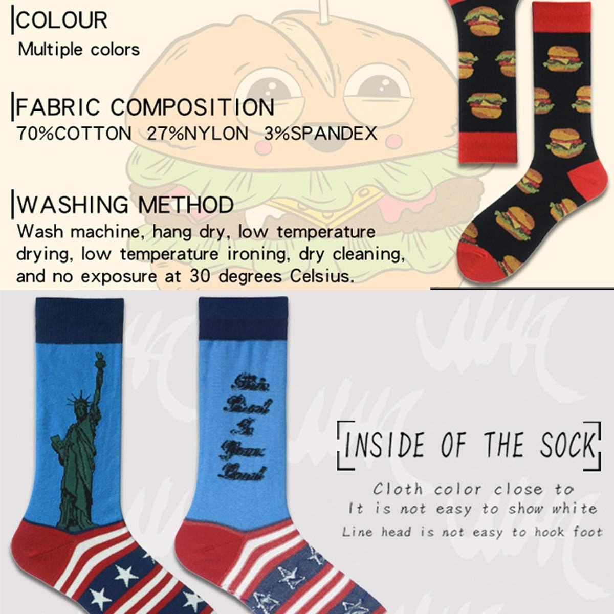 Trendy Mens Funny Pattern Dress Socks