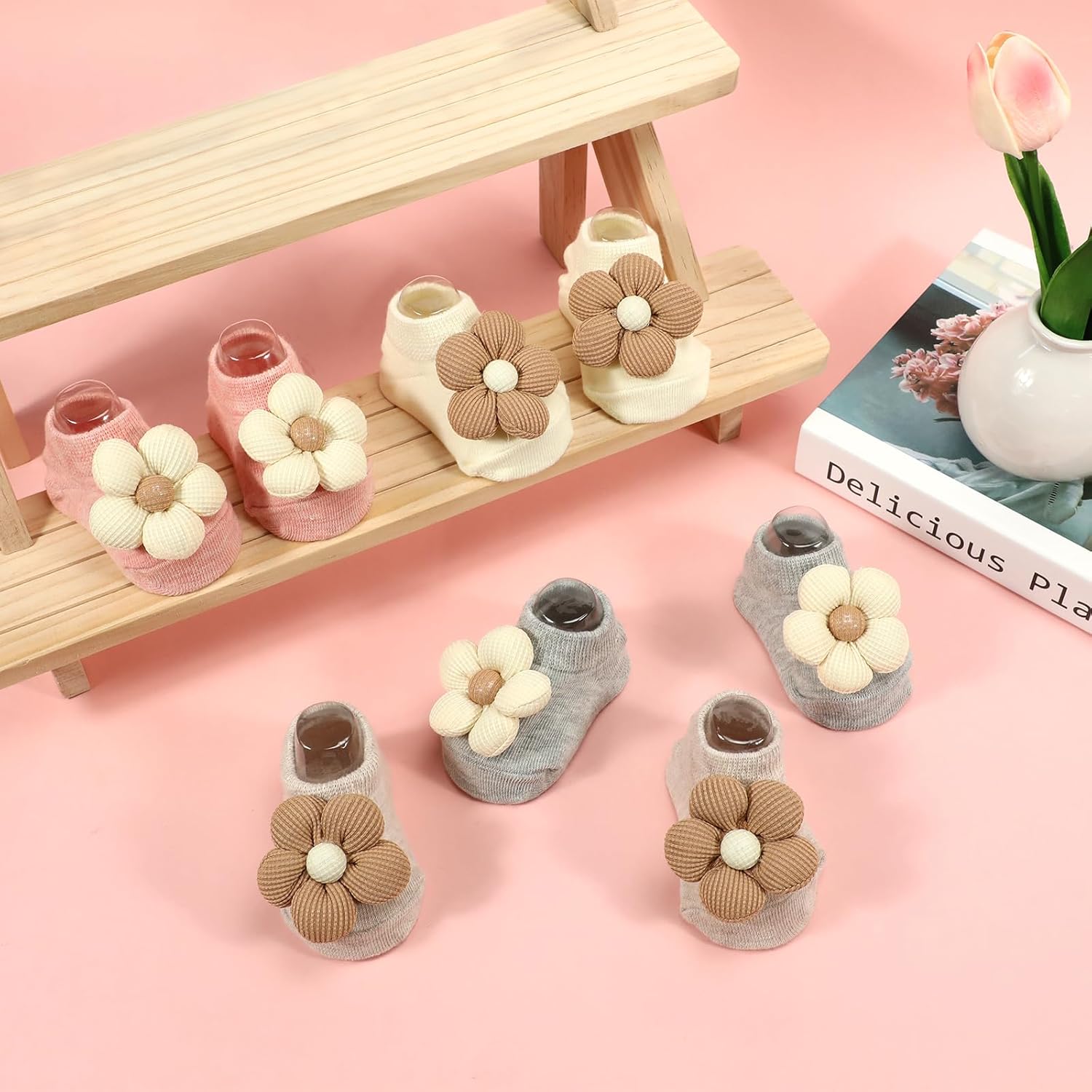 Floral Non-Slip Baby Socks for Girls