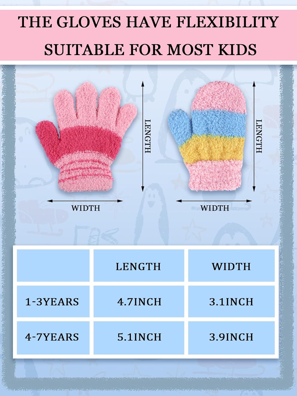 SATINIOR Toddler Winter Gloves 6 Pairs Soft and Warm