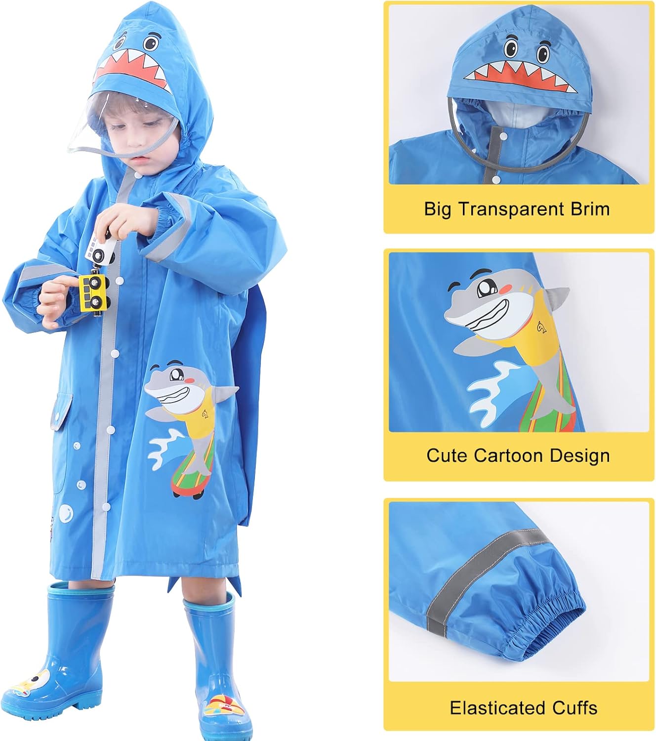 Hovkib Kids Eco-Friendly Waterproof Raincoat for Toddler Girls Boys