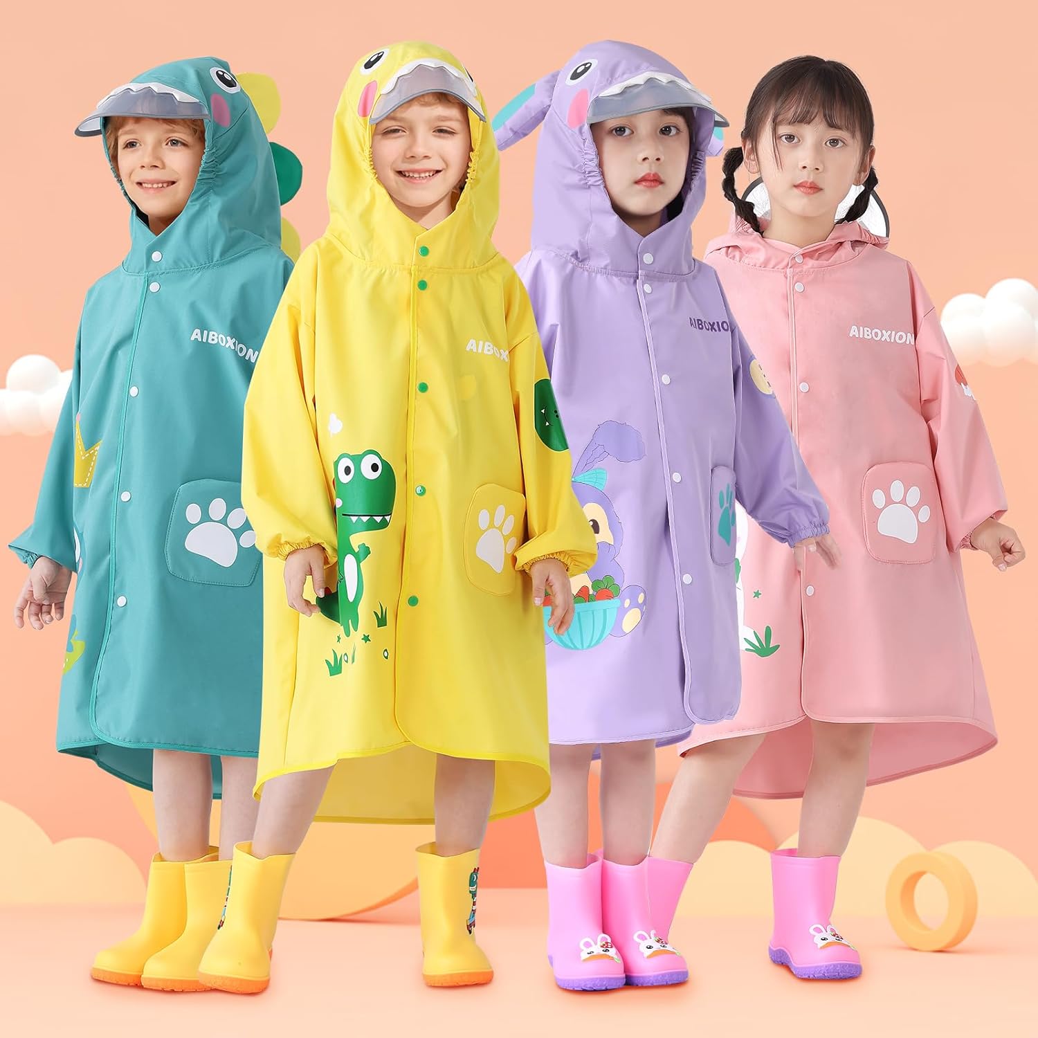 Durable Waterproof Rain Poncho for Kids