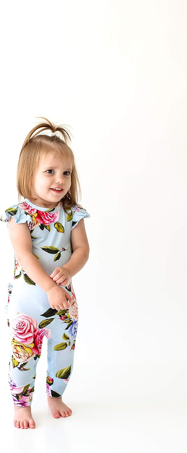 Posh Peanut Baby Girl Pajamas Ruffled Cap Sleeve Romper PJs