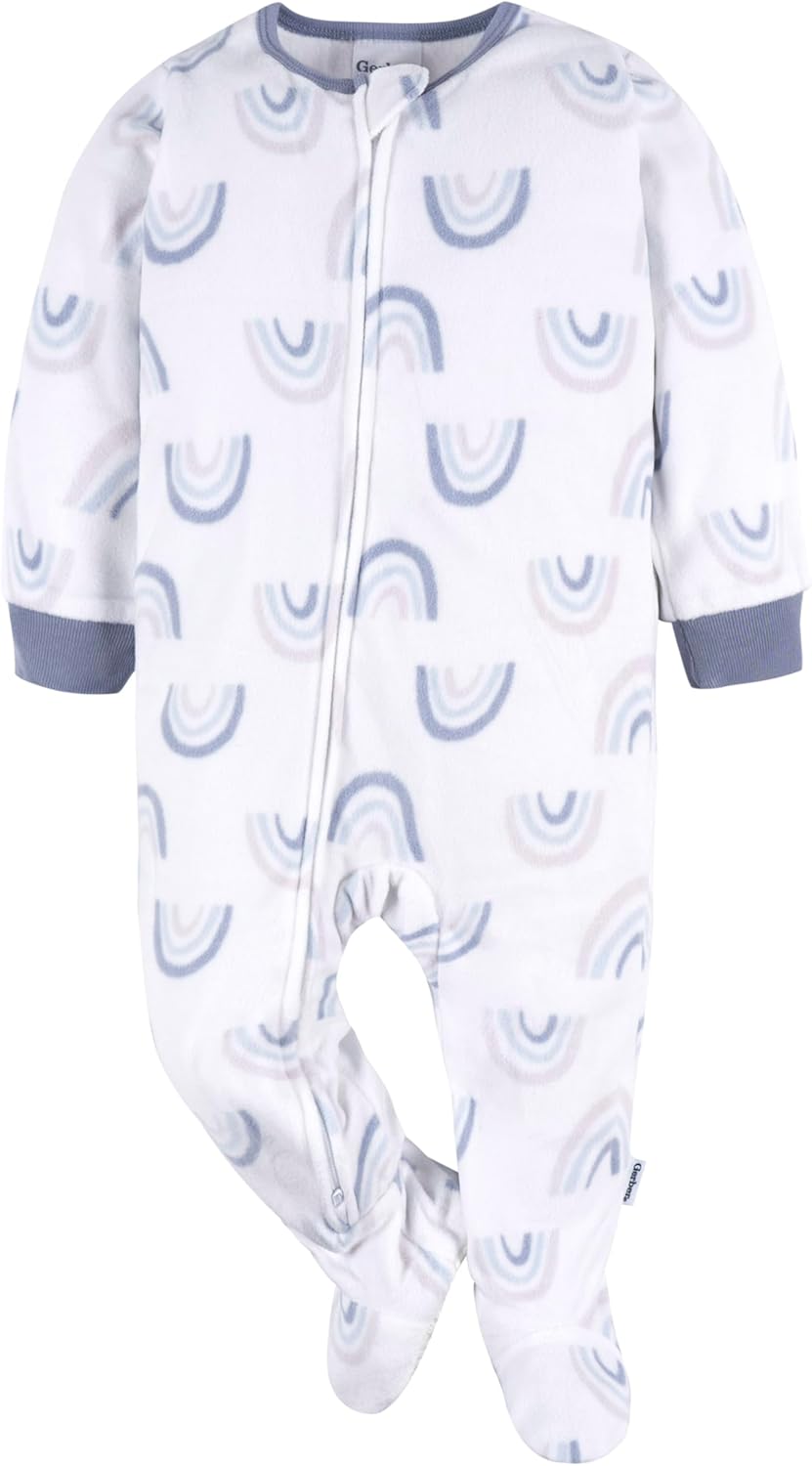 Gerber Baby Girls Toddler Loose Fit Flame Resistant Fleece Footed Pajamas 2-Pack