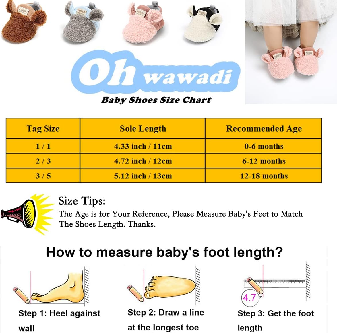 Ohwawadi Soft Cozy Fleece Bottom Booties for Babies