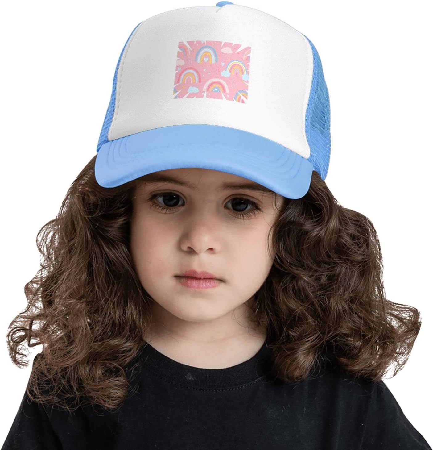 Adjustable Rainbow Pink Baseball Hat for Kids Ages 4-10