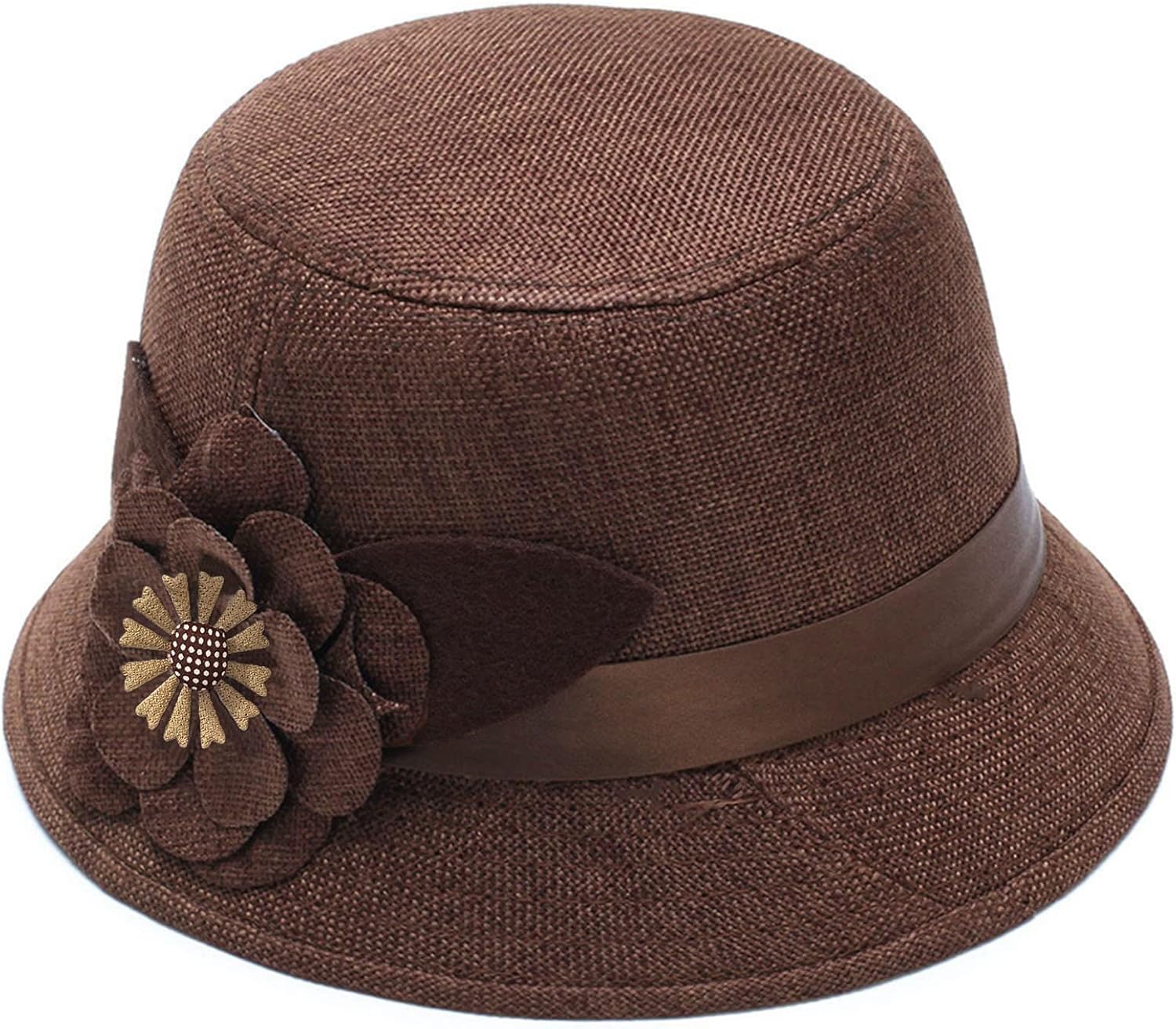 Elegant 1920s Round Straw Sun Hat for Women Girls