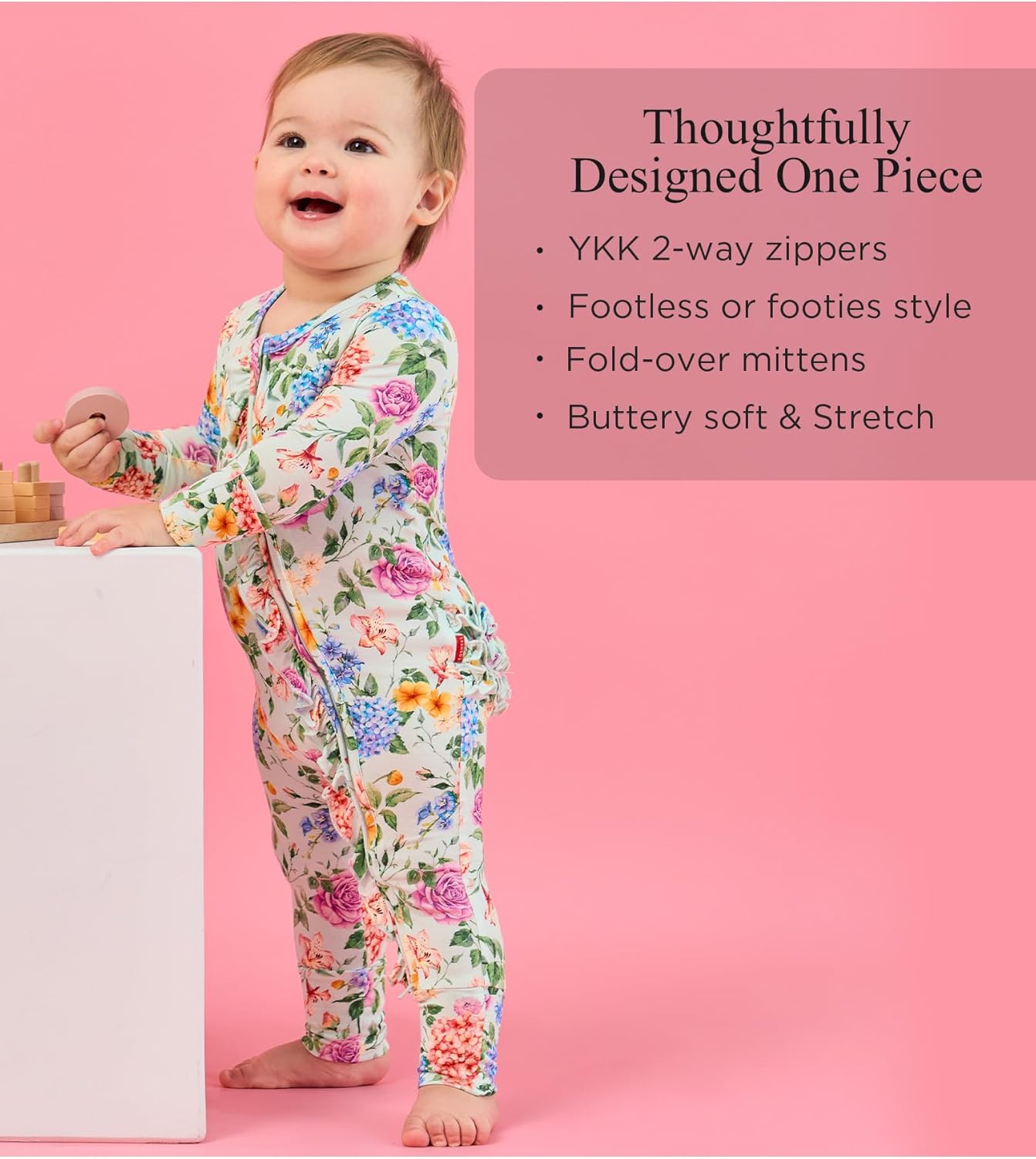 EASWEET Bamboo Viscose Baby Girl Pajamas Ruffled Sleepers
