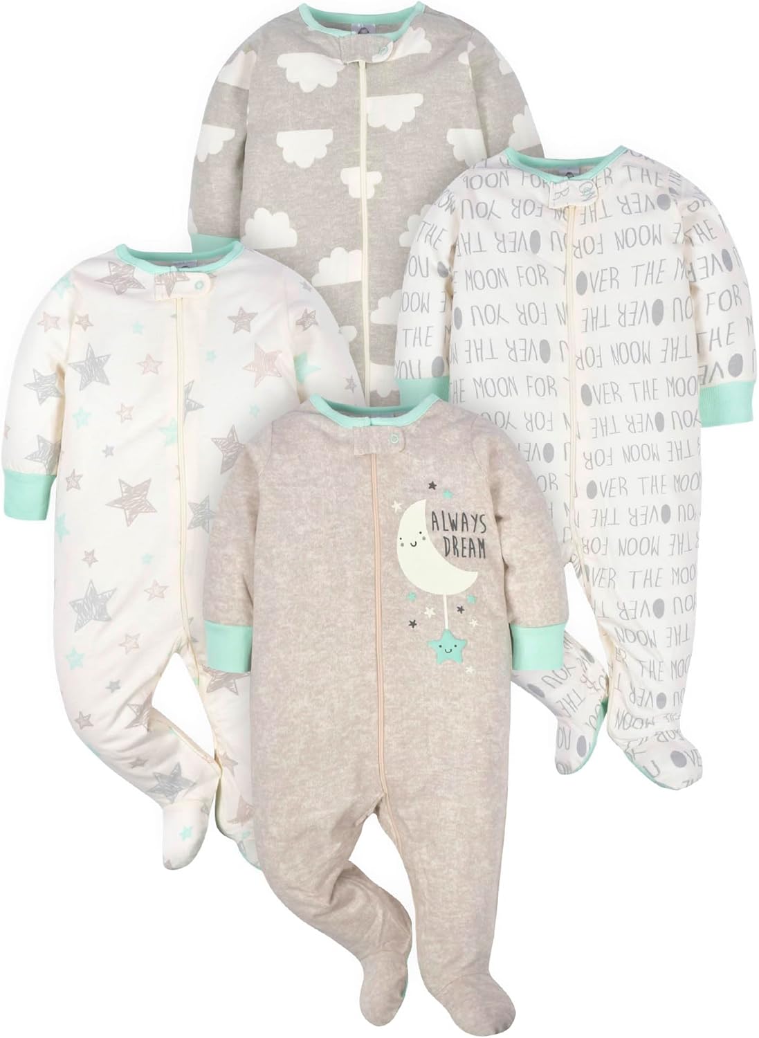 Gerber Baby Boys 4-Pack Sleep N Play Footies with Machine Wash Softness