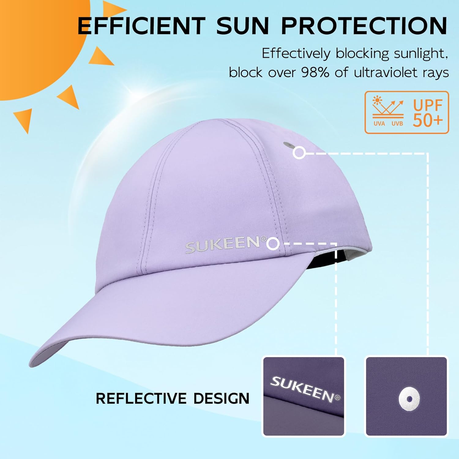 Sukeen Kids Sun Hat Lightweight Breathable UPF50 Protection for Baseball