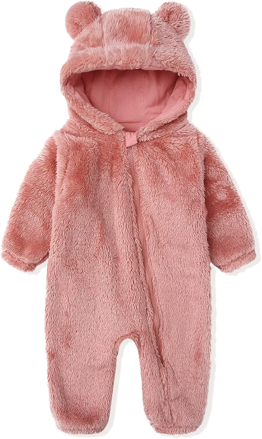 Newborn Baby Snowsuit Fleece Lined Onesie Outfits