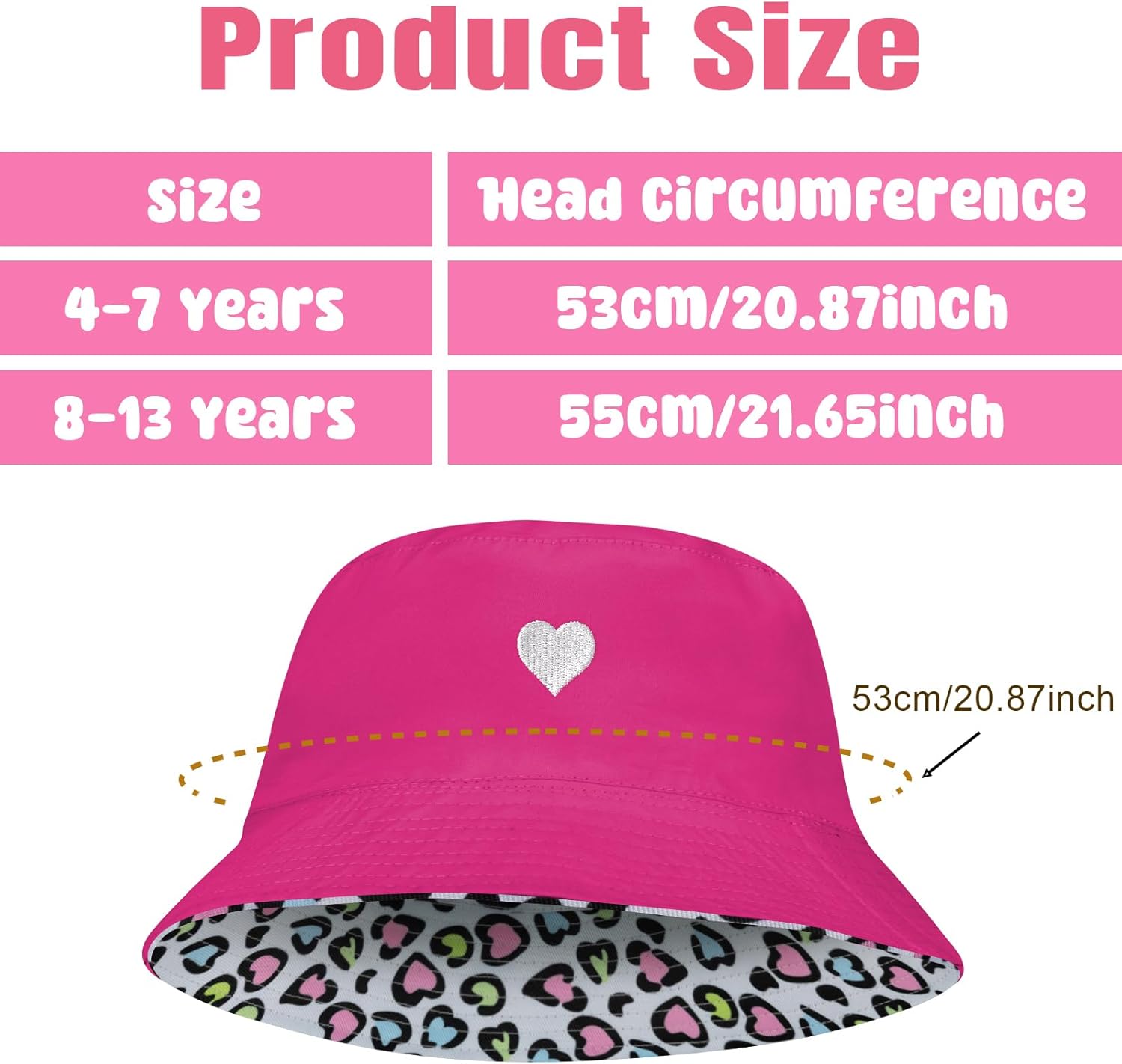 HONGTEYA Reversible Bucket Hat for Kids UPF 50 Protection Double-Sided Style