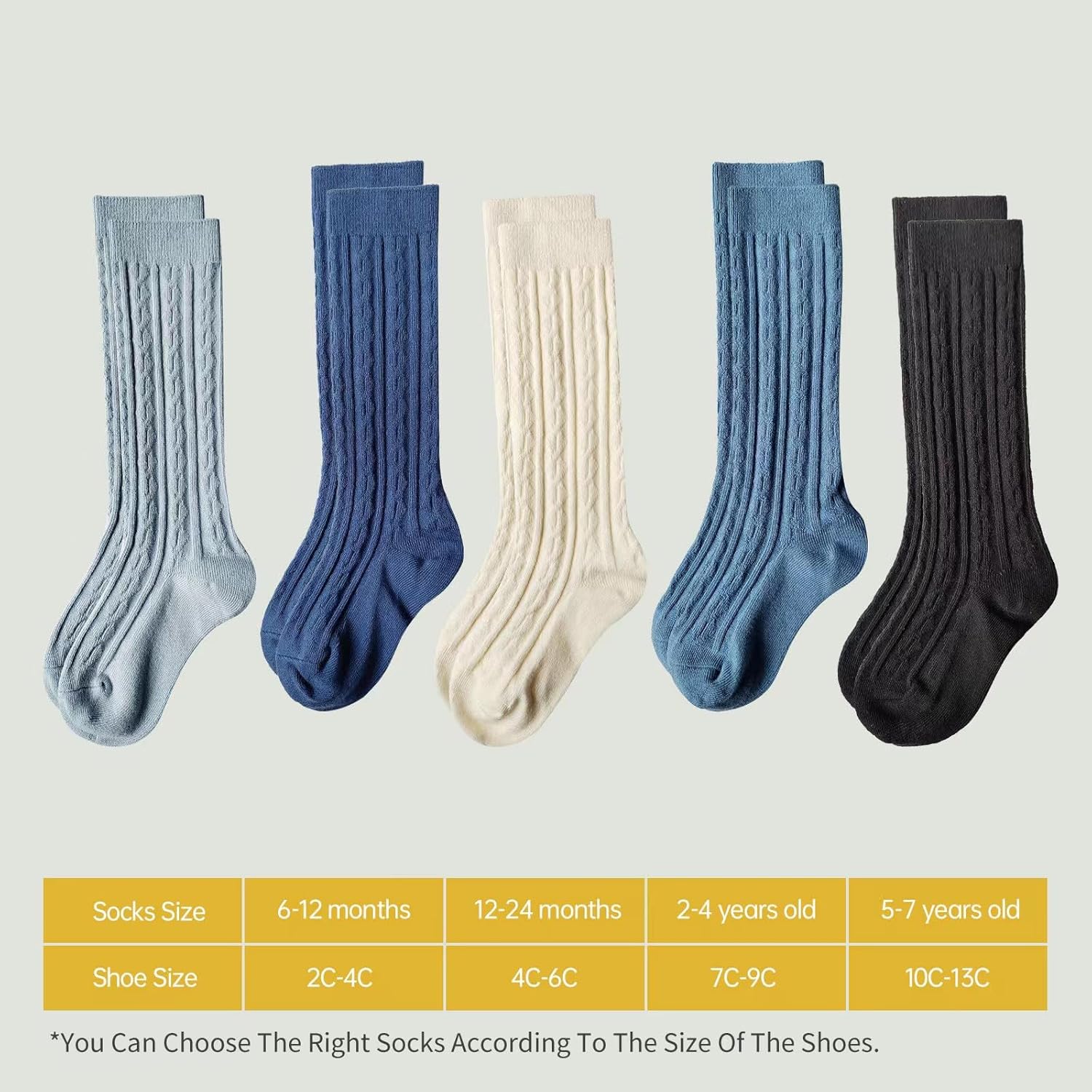 Mini Panda 5 Pairs Cute Knee-High Socks for Toddler Girls