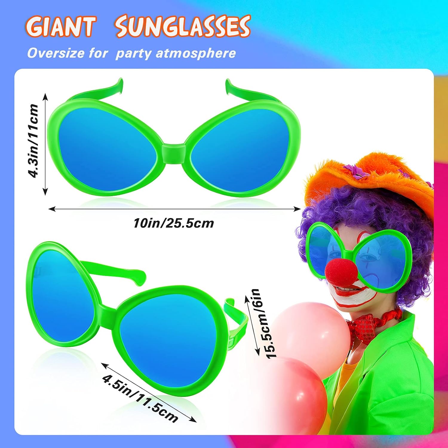 2 Pcs Jumbo Clumsy Sunglasses Funny Party Props for Adults