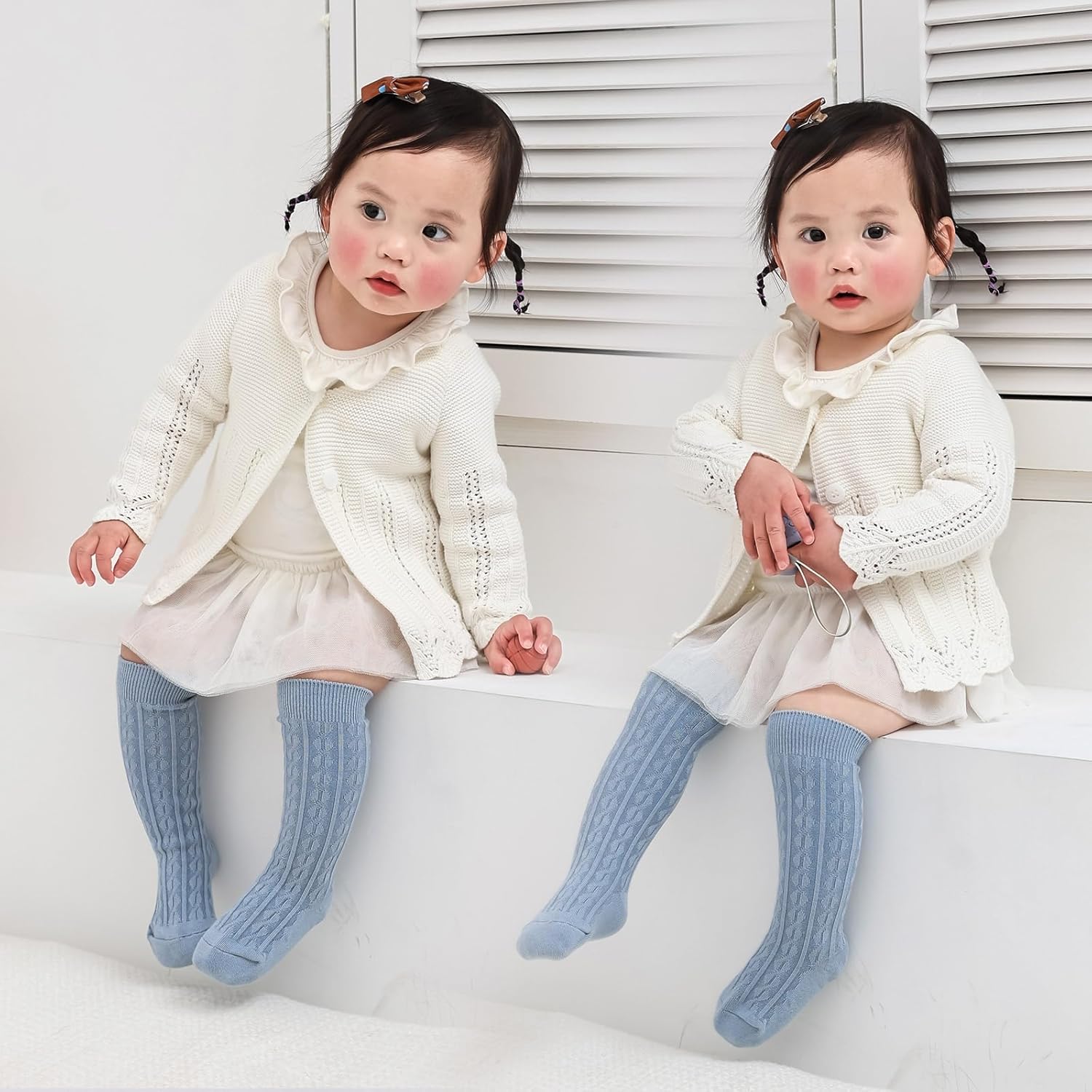 Mini Panda 5 Pairs Cute Knee-High Socks for Toddler Girls