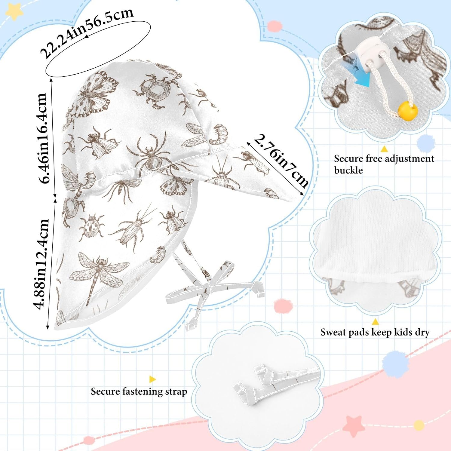 Adjustable Baby Sun Hat for Kids Toddler Beach Bucket Hats