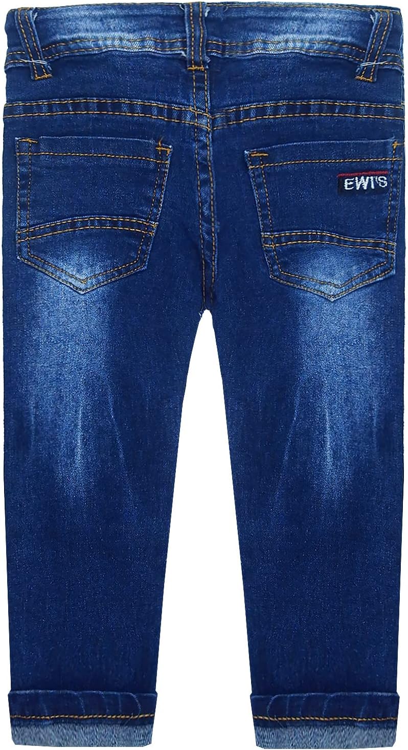 KIDSCOOL SPACE Baby Jeans Ripped Stretch Denim with Embroidered Letters
