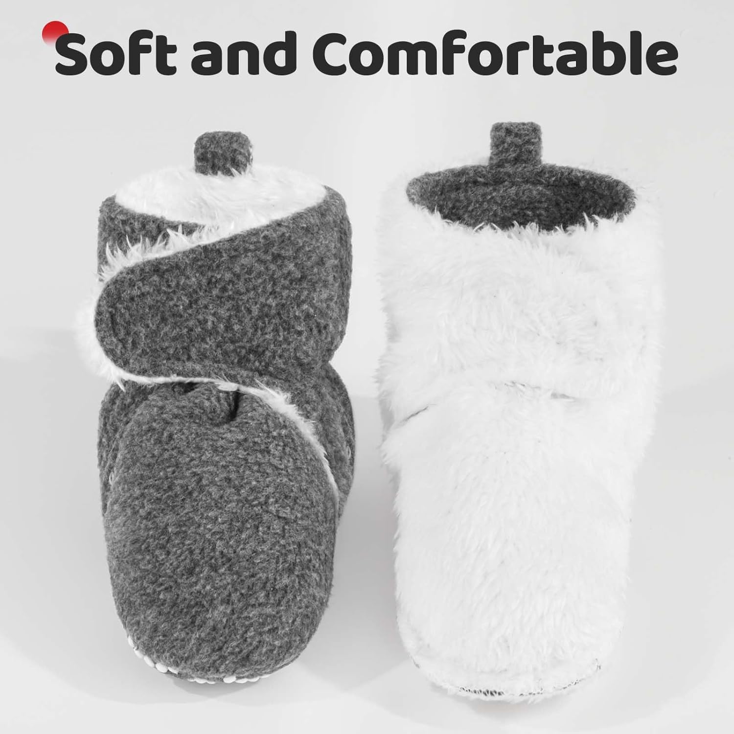 Pro Goleem Cozy Plush Fleece Denim Baby Booties 0-3 Months
