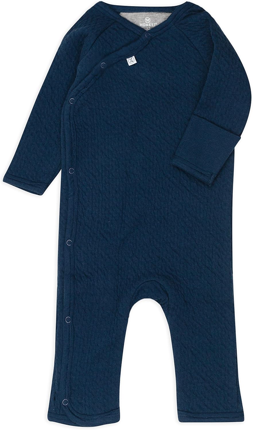 HonestBaby Organic Cotton Matelasse Kimono Coverall Dark Navy 0-3_months