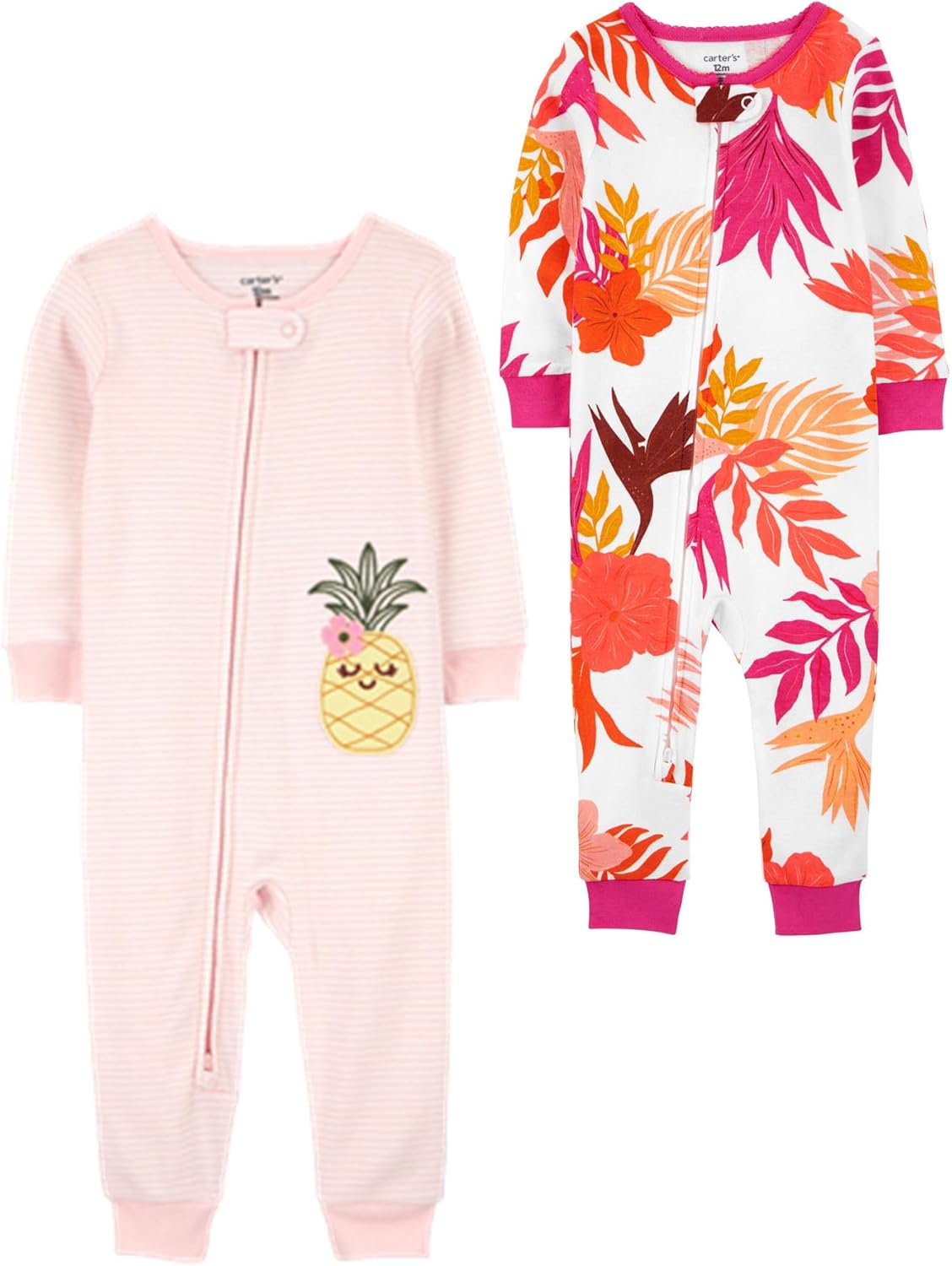 Carters Baby Girls 2-Pack Cotton Footless Pajamas
