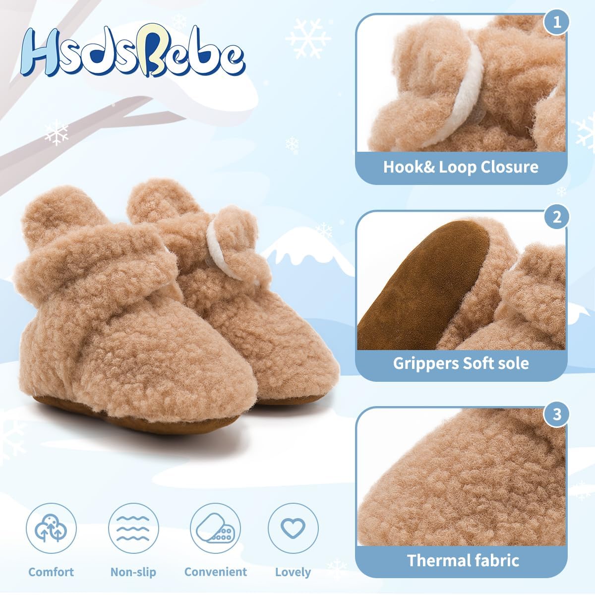 Flair-Infused Non-Slip Baby Booties for Newborns