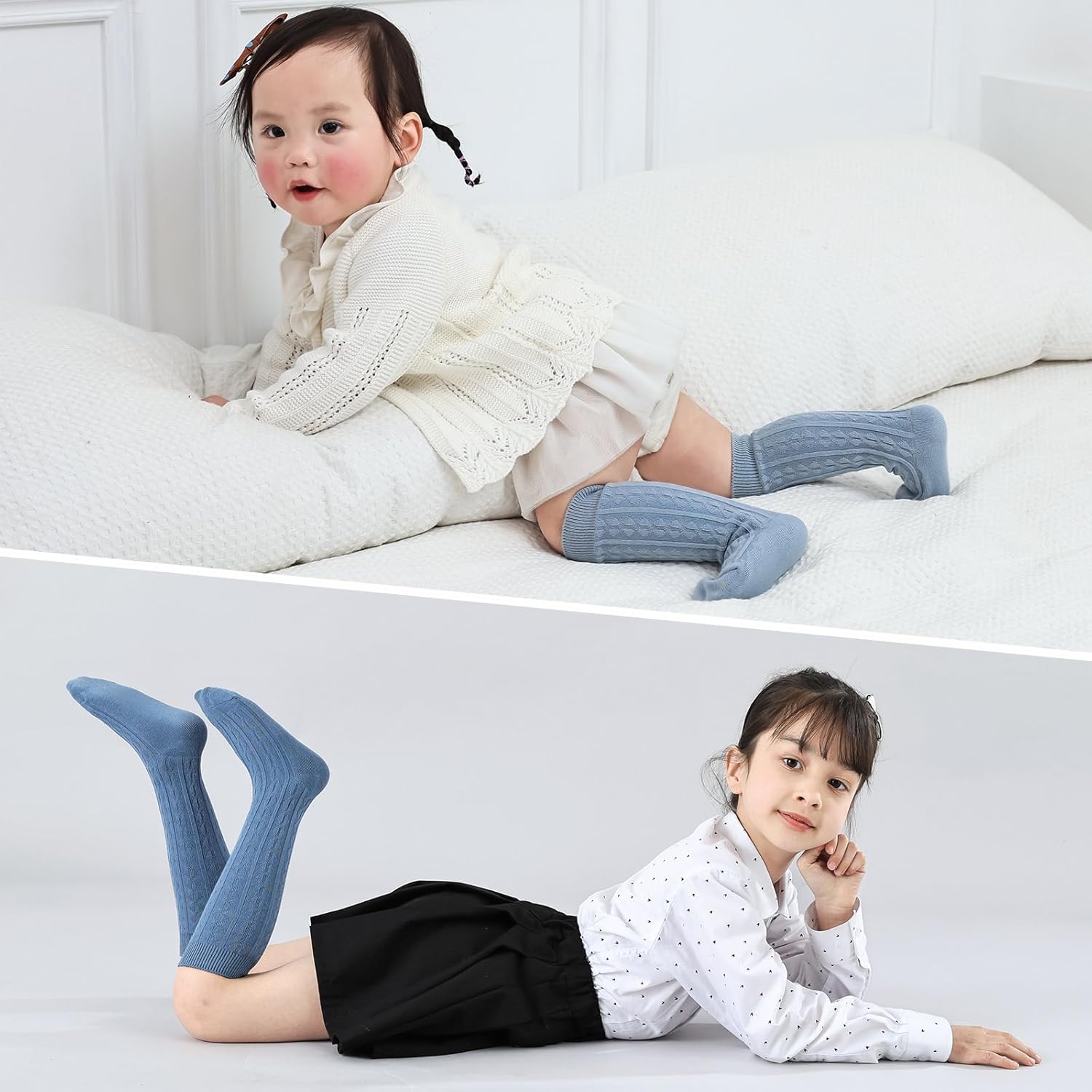 Mini Panda 5 Pairs Cute Knee-High Socks for Toddler Girls