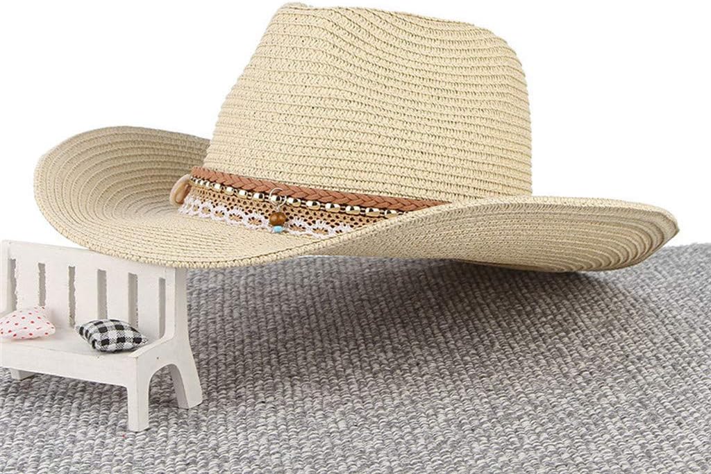 Straw Cowboy Hat for Men Women Wide Brim Western Style Sun Hat