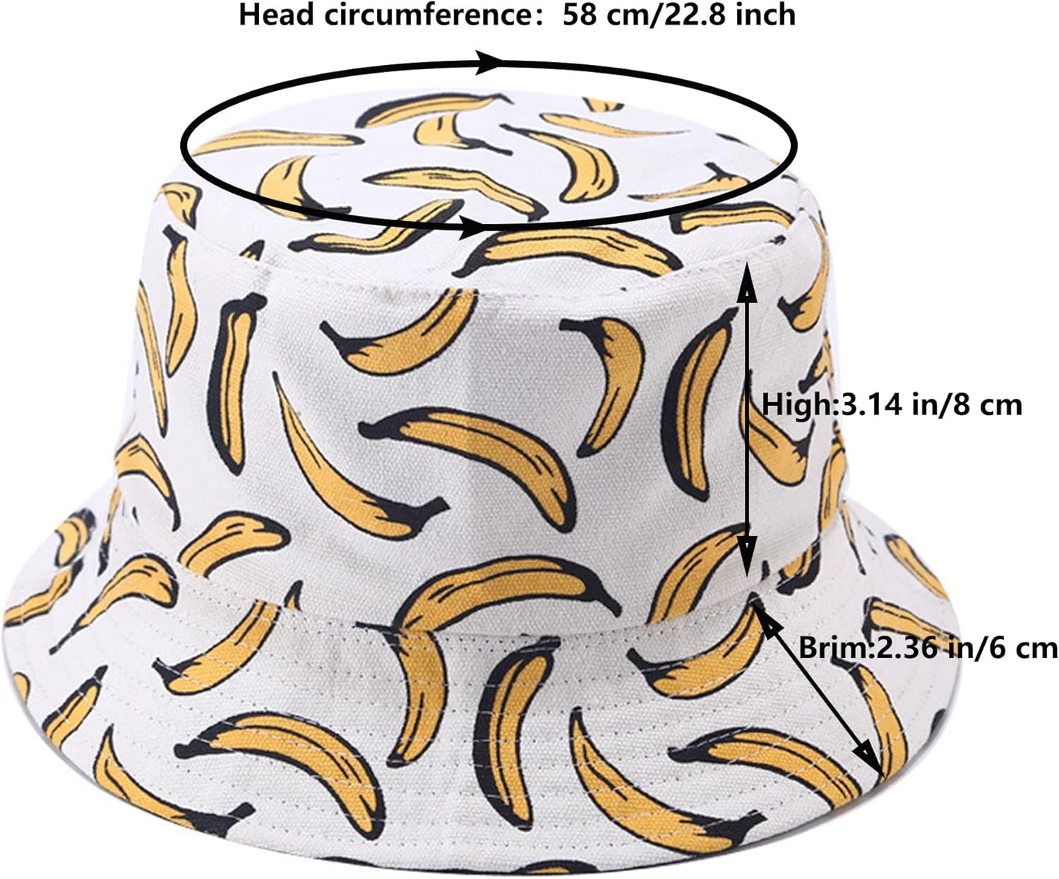 Fruit Print Bucket Hat Reversible Packable Sun Hat for Women Men