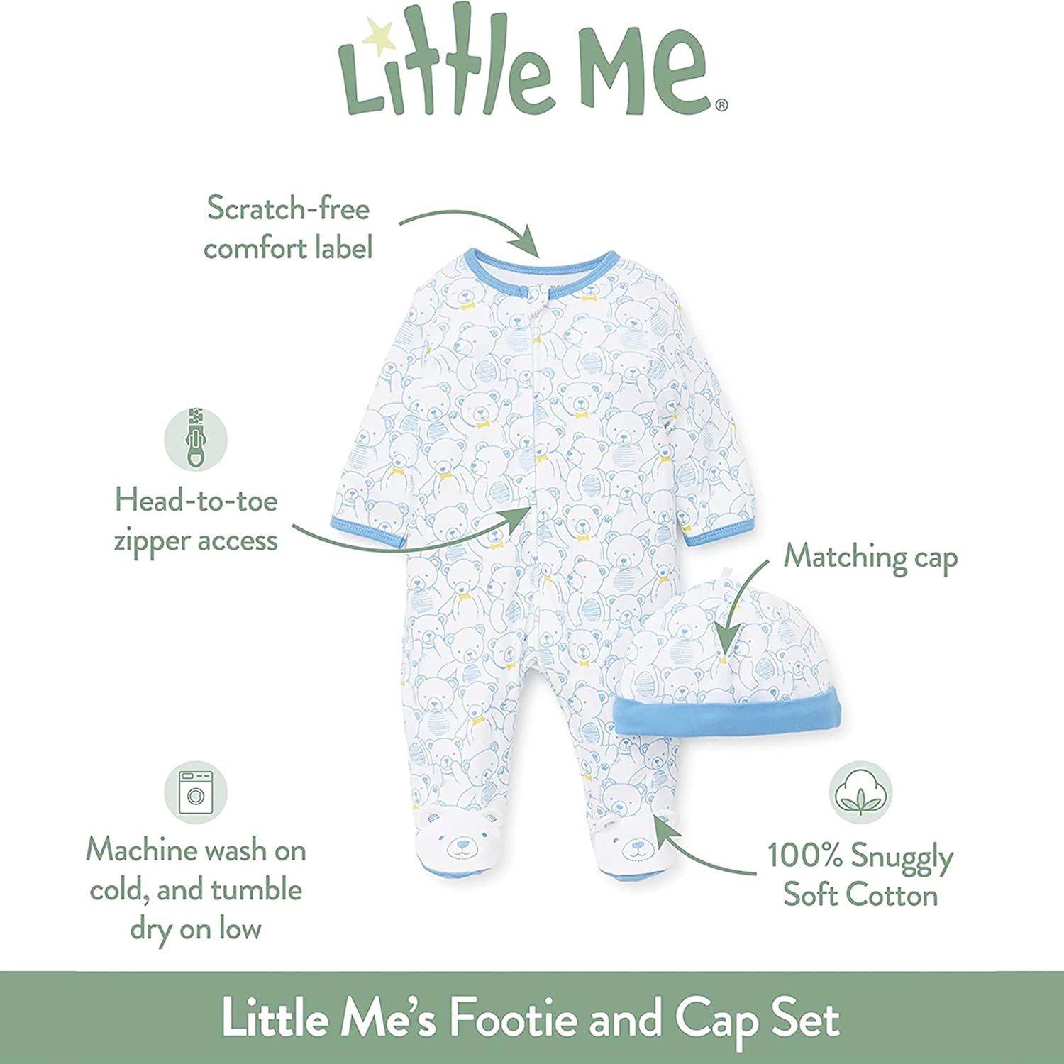 Little Me Footie Pajamas - Soft Cotton Sleepwear for Babies