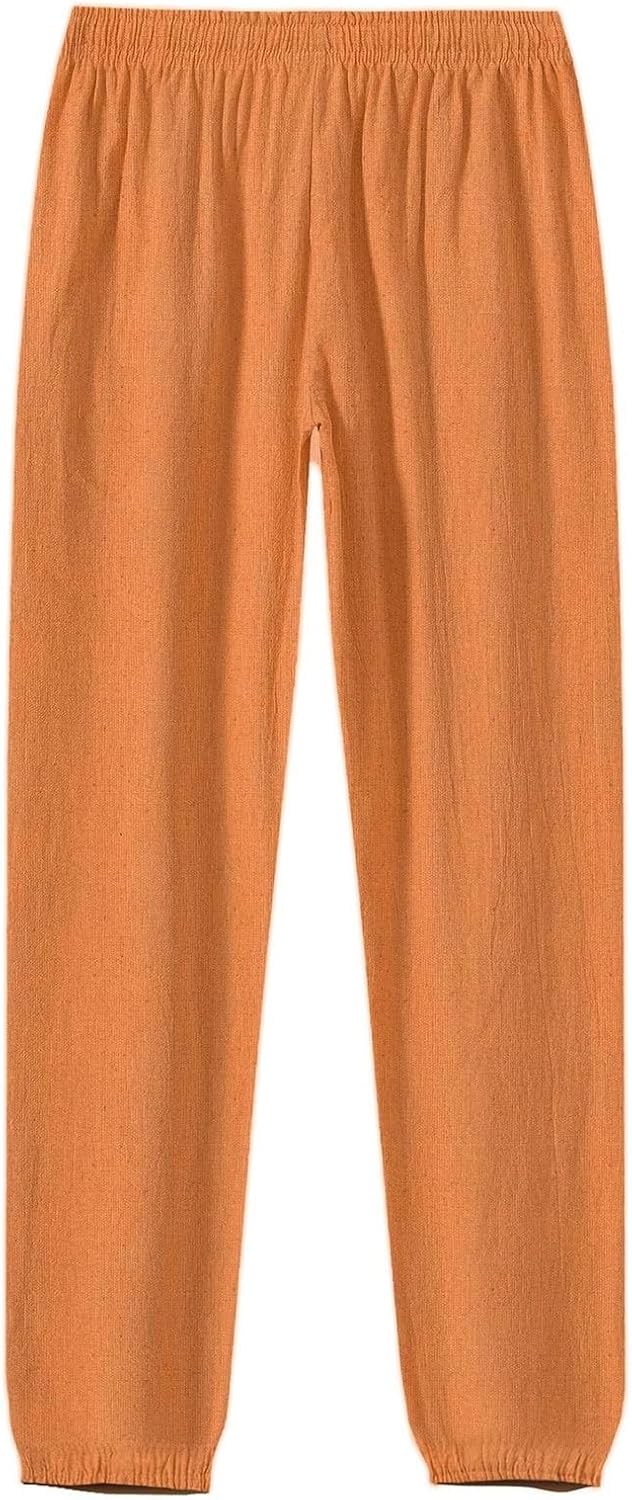 WENKOMG1 Ankle-Length Cotton Linen Pants