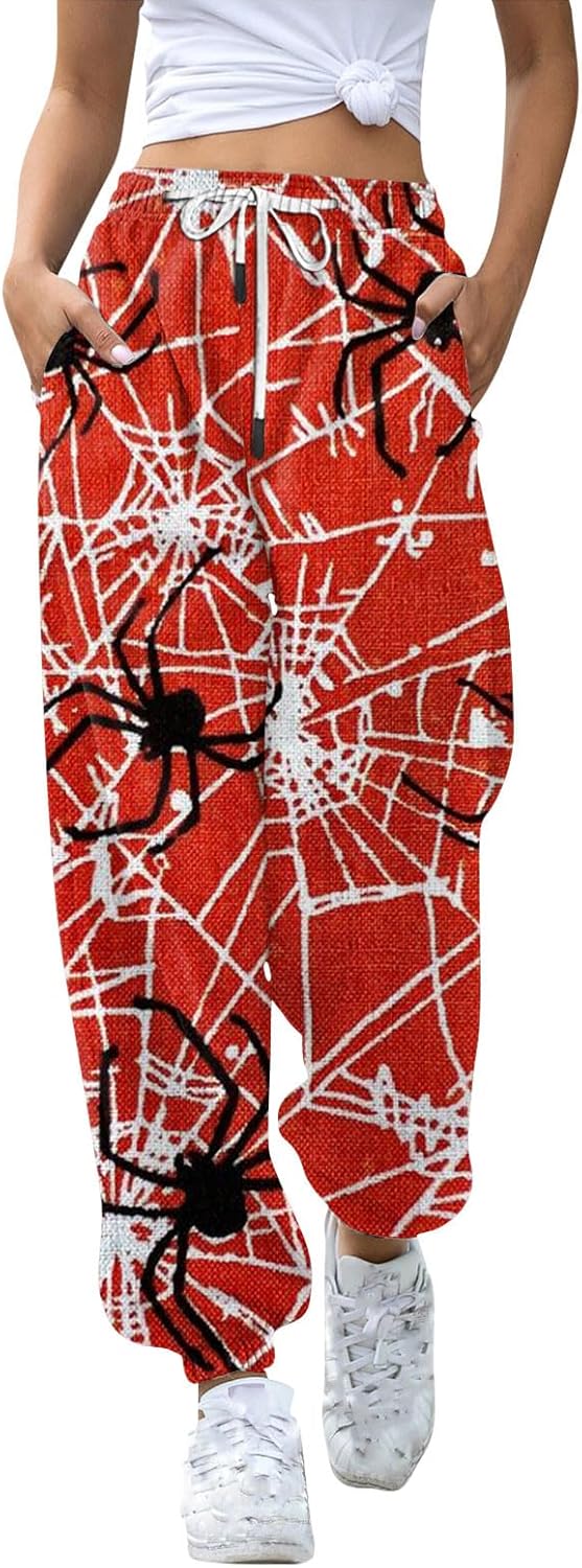 Cozy Trendy Baggy Joggers for Women - Petite Lightweight with Pockets Skeleton Print