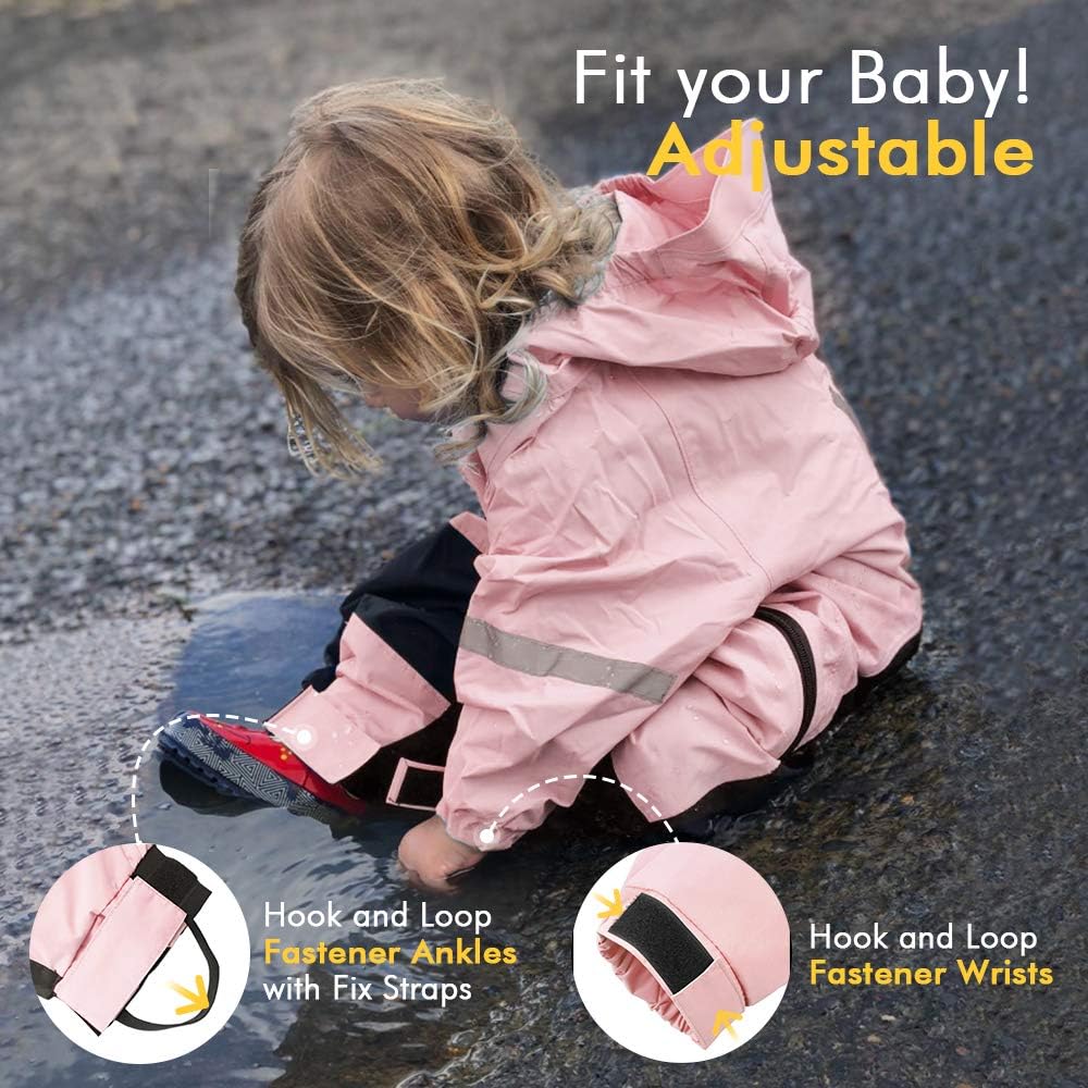 HAPIU Kids Rain Suit Waterproof Coverall for Toddlers