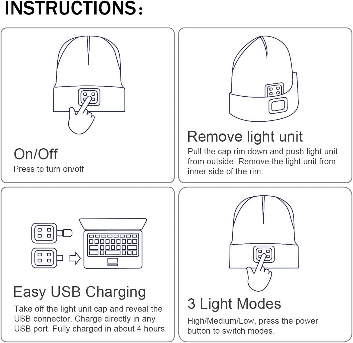Winter LED Beanie with Light for Him