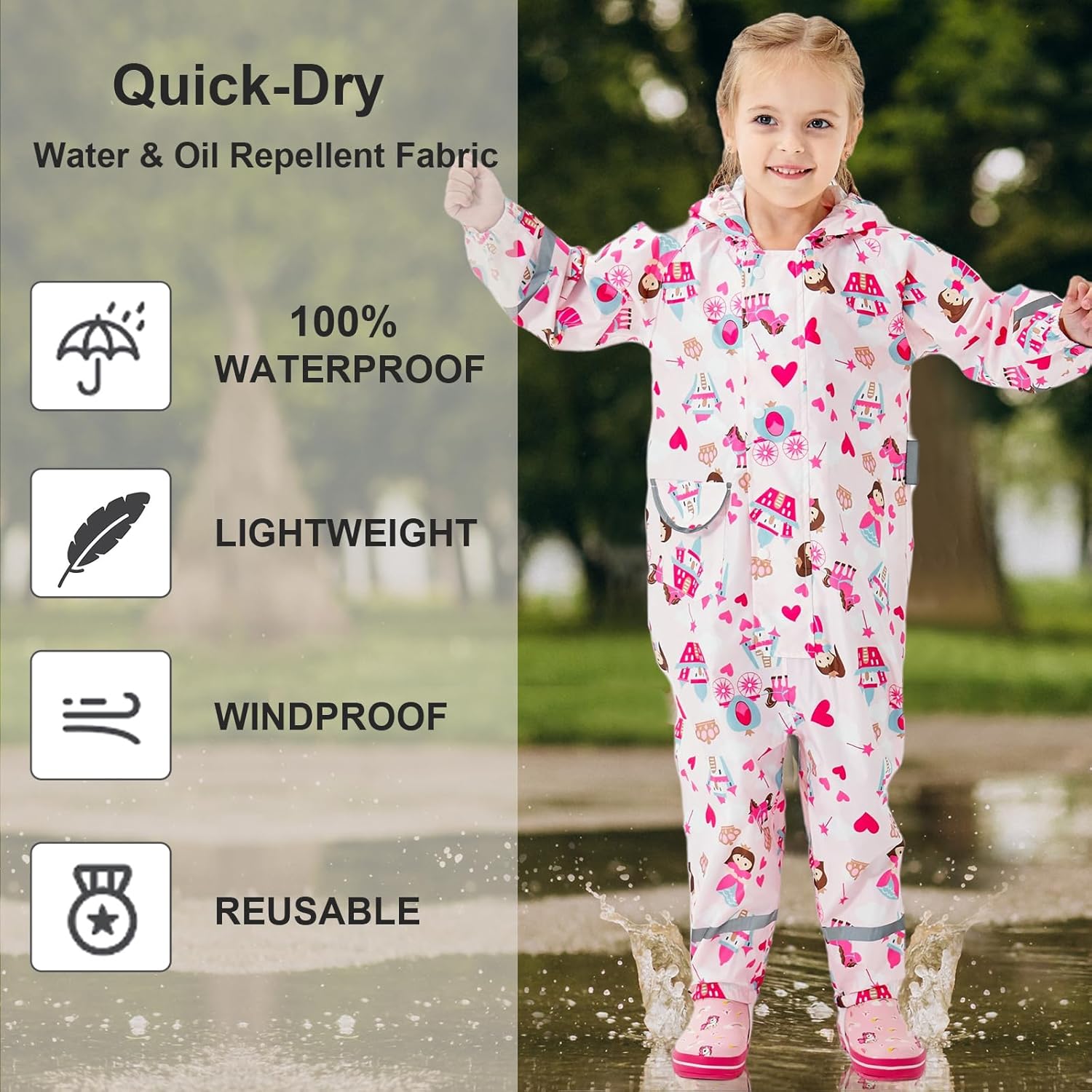 Kids Waterproof Rain Suit for 1-10-Year-Olds