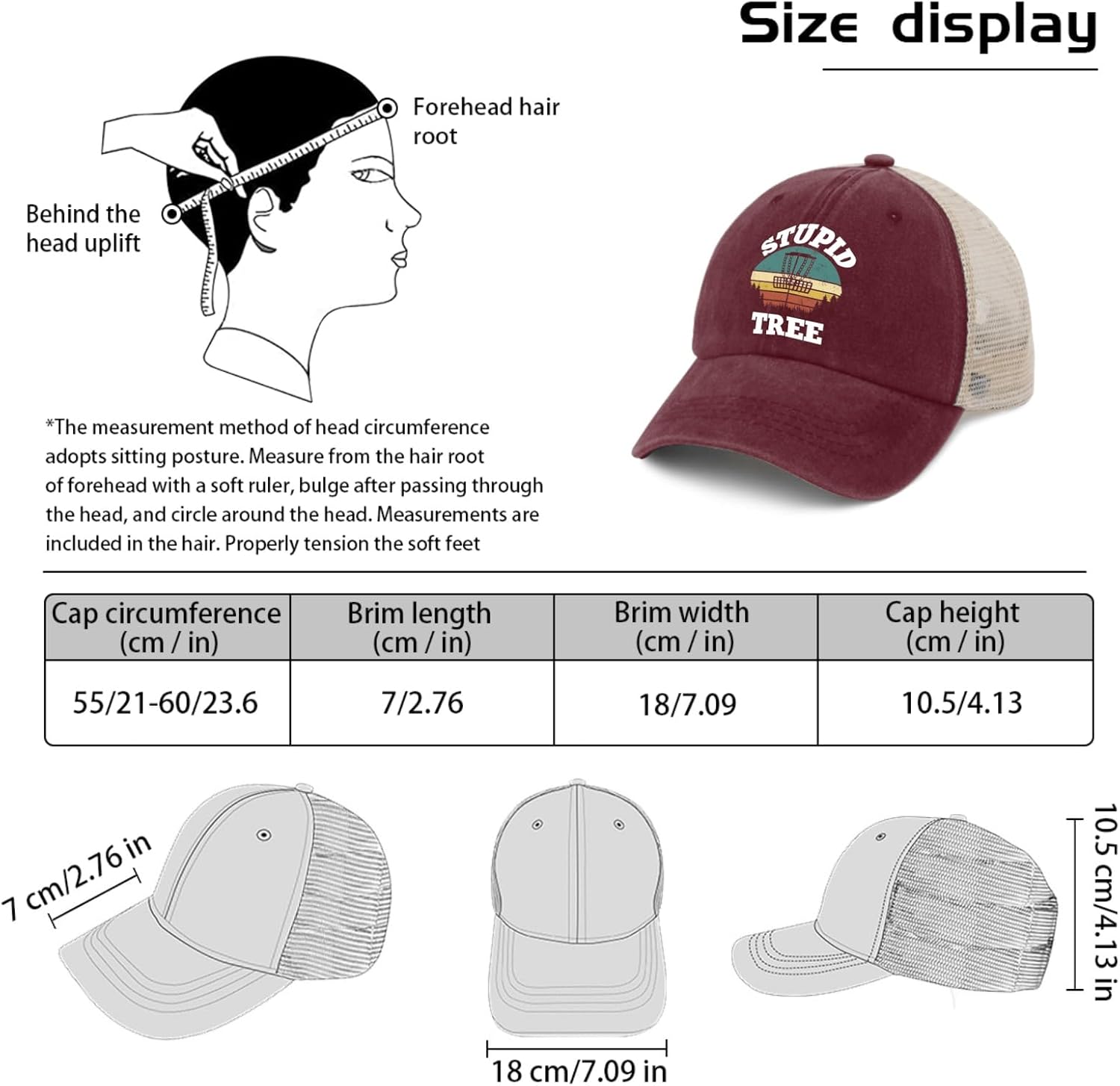 Stupid Tree Funny Disc Golf Adjustable Sun Hat Mens - Sleek Fun