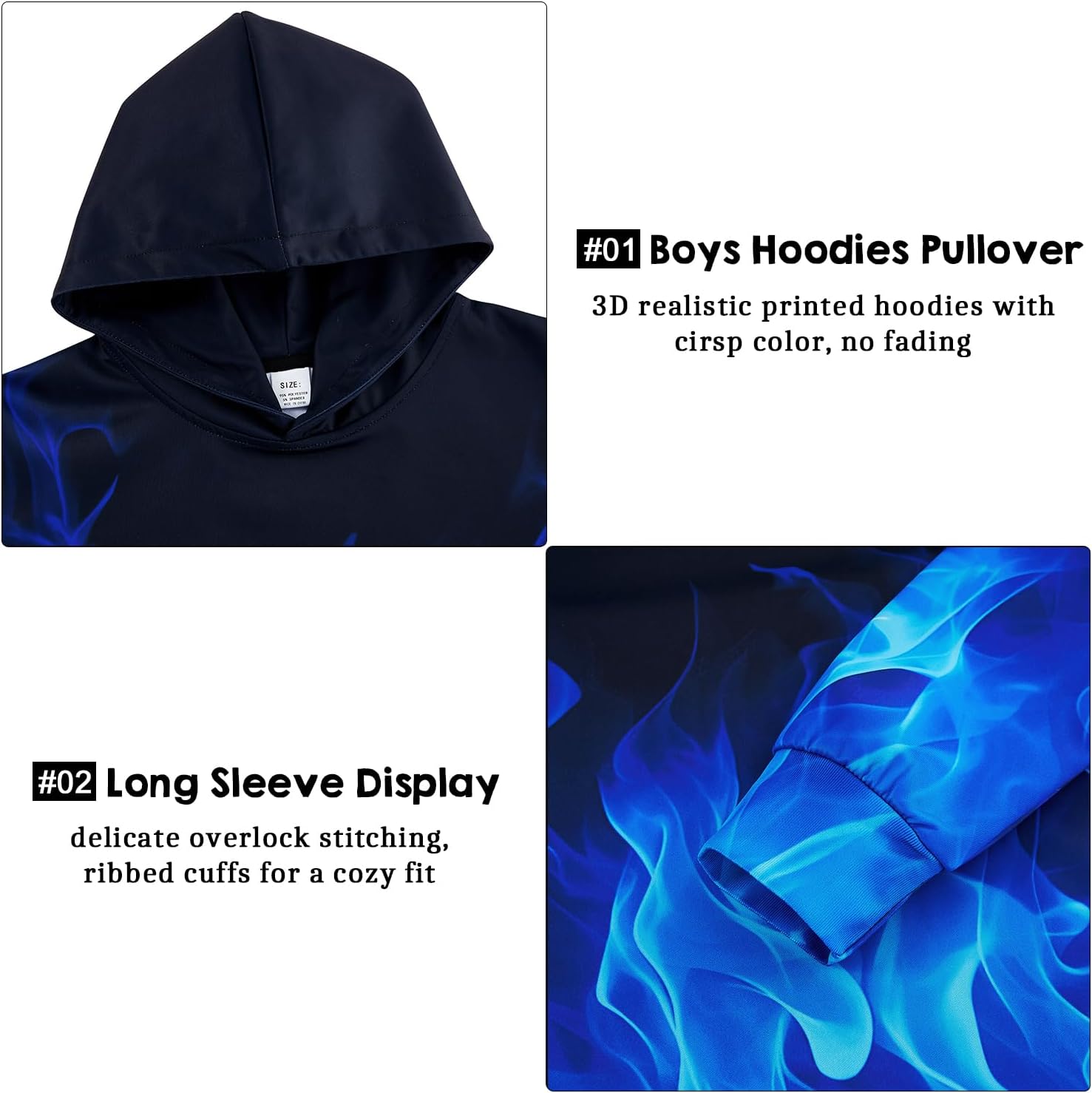 TUONROAD Boys Girls 3D Printed Lightweight Pullover Hoodie