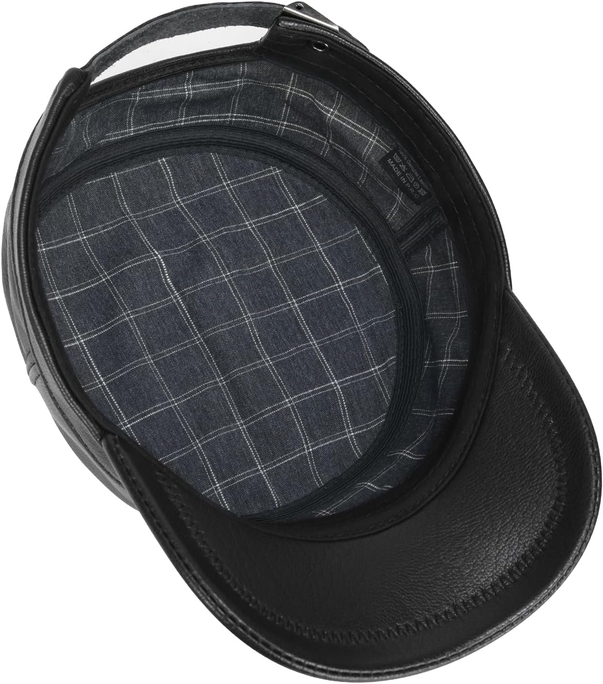 Leather Cadet Army Cap Flat-Top Newsboy Cap for Men