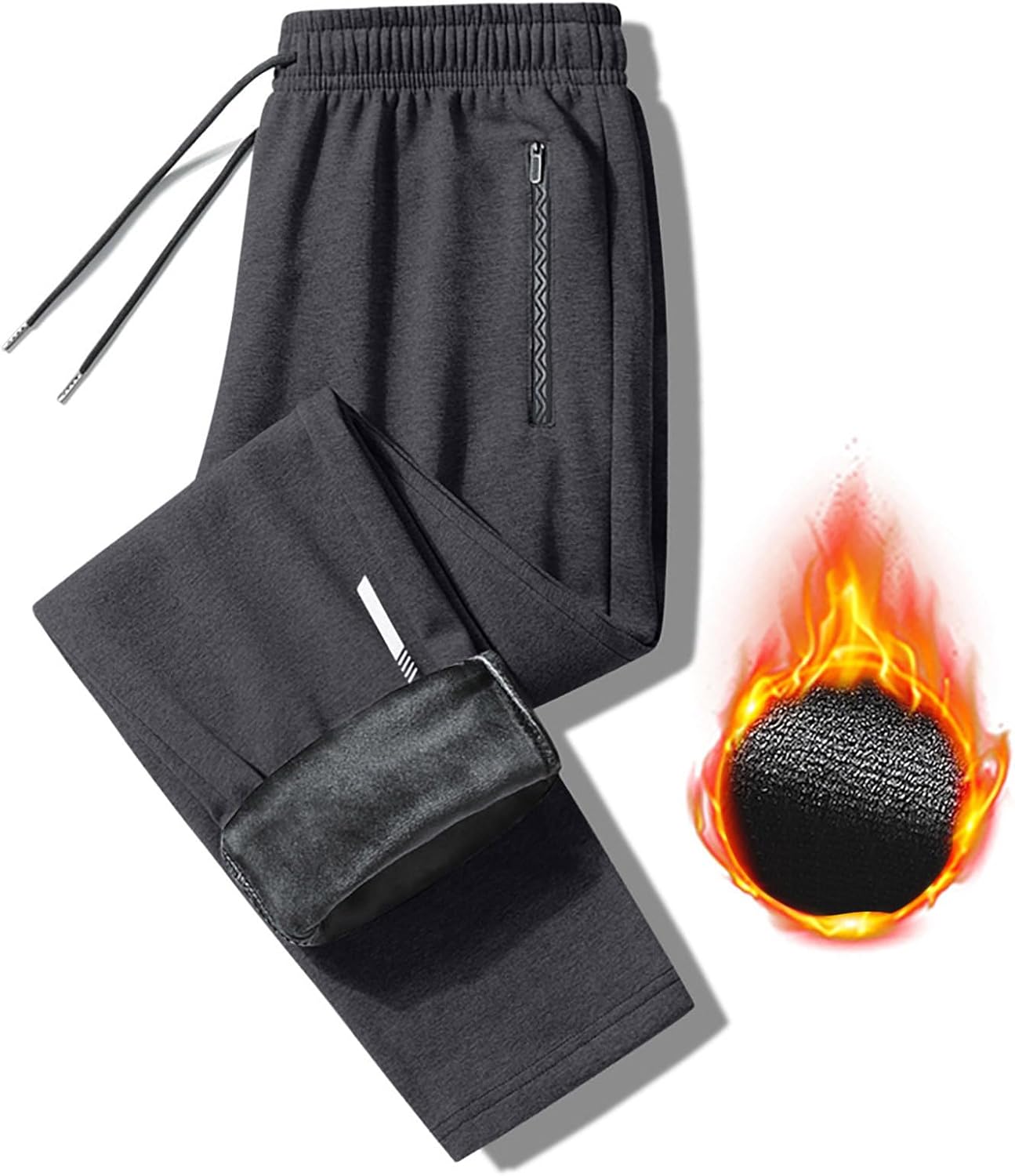 Mens Plus-Size Warm Fleece Jogger Pants with Drawstring