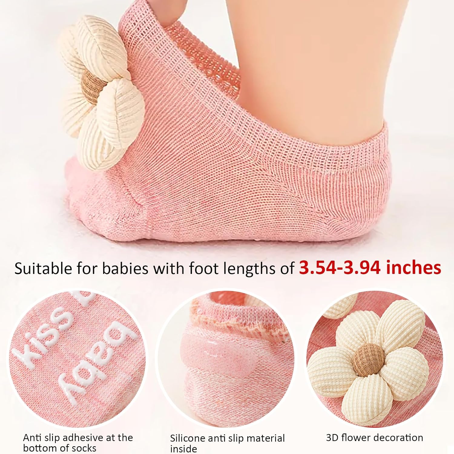 Floral Non-Slip Baby Socks for Girls