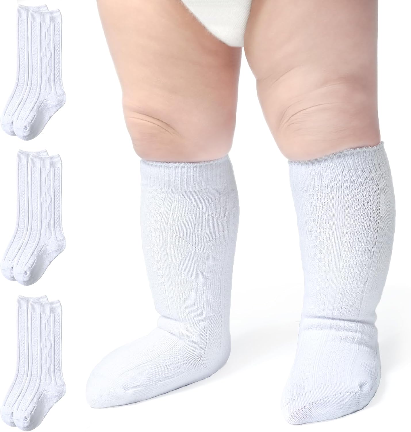 Coziwill Baby Knee High Socks 0-12 Months 3 Pairs