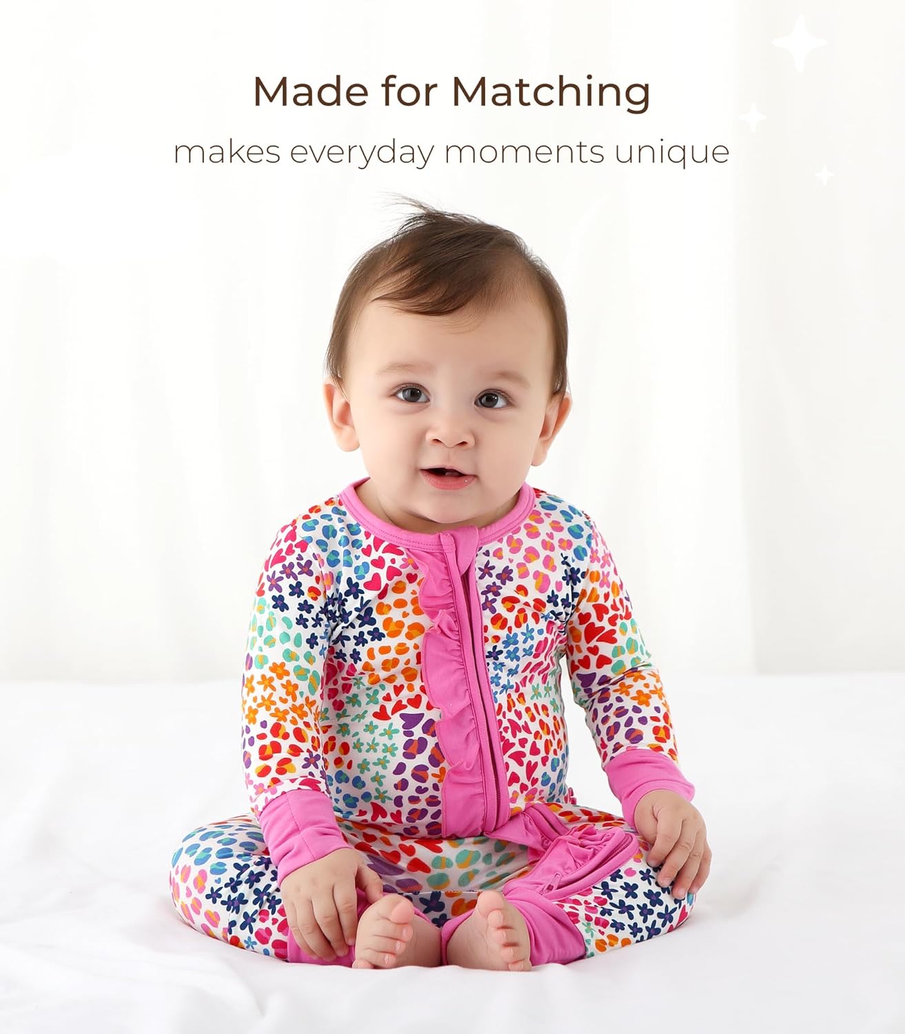 DREAMHALO Baby Girl Romper - Bamboo Viscose 2-Way Zipper