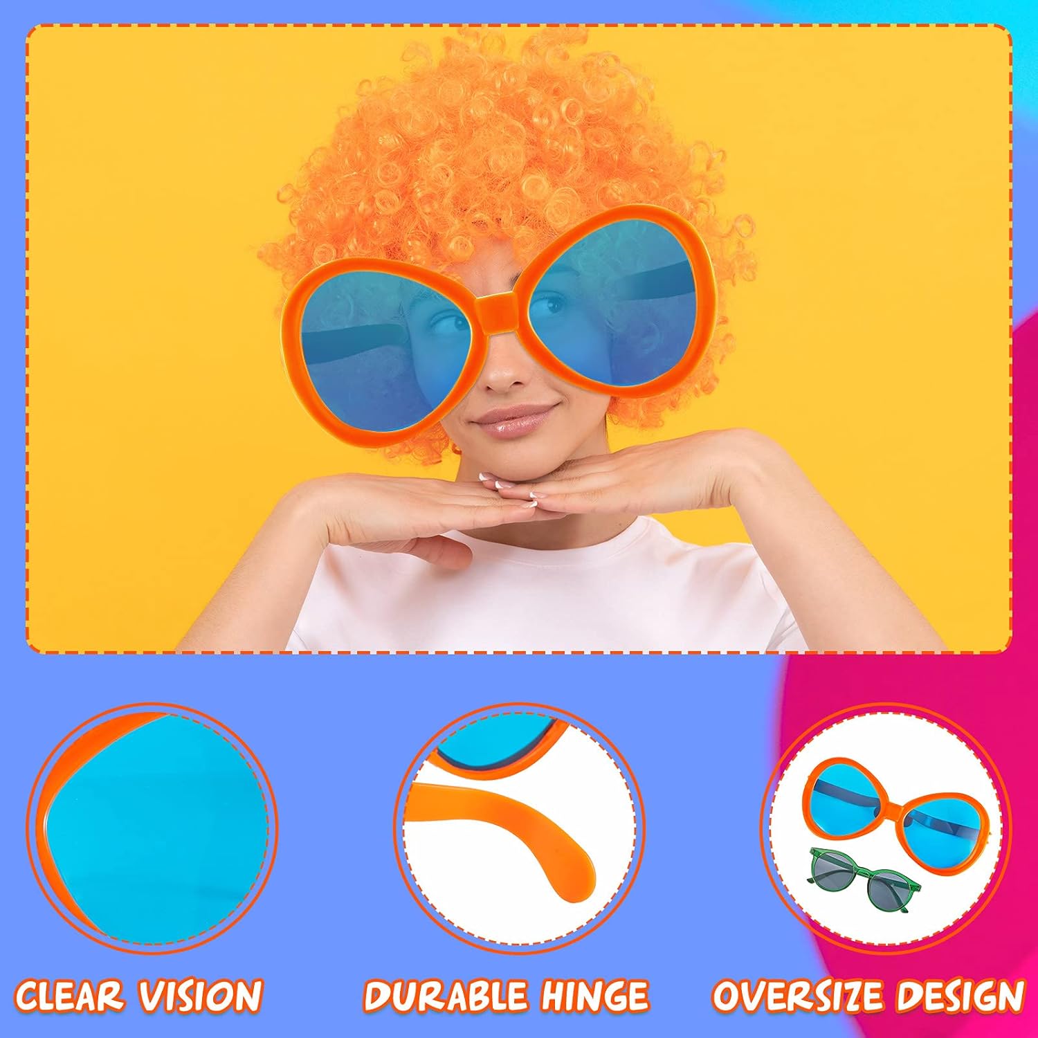 2 Pcs Jumbo Clumsy Sunglasses Funny Party Props for Adults